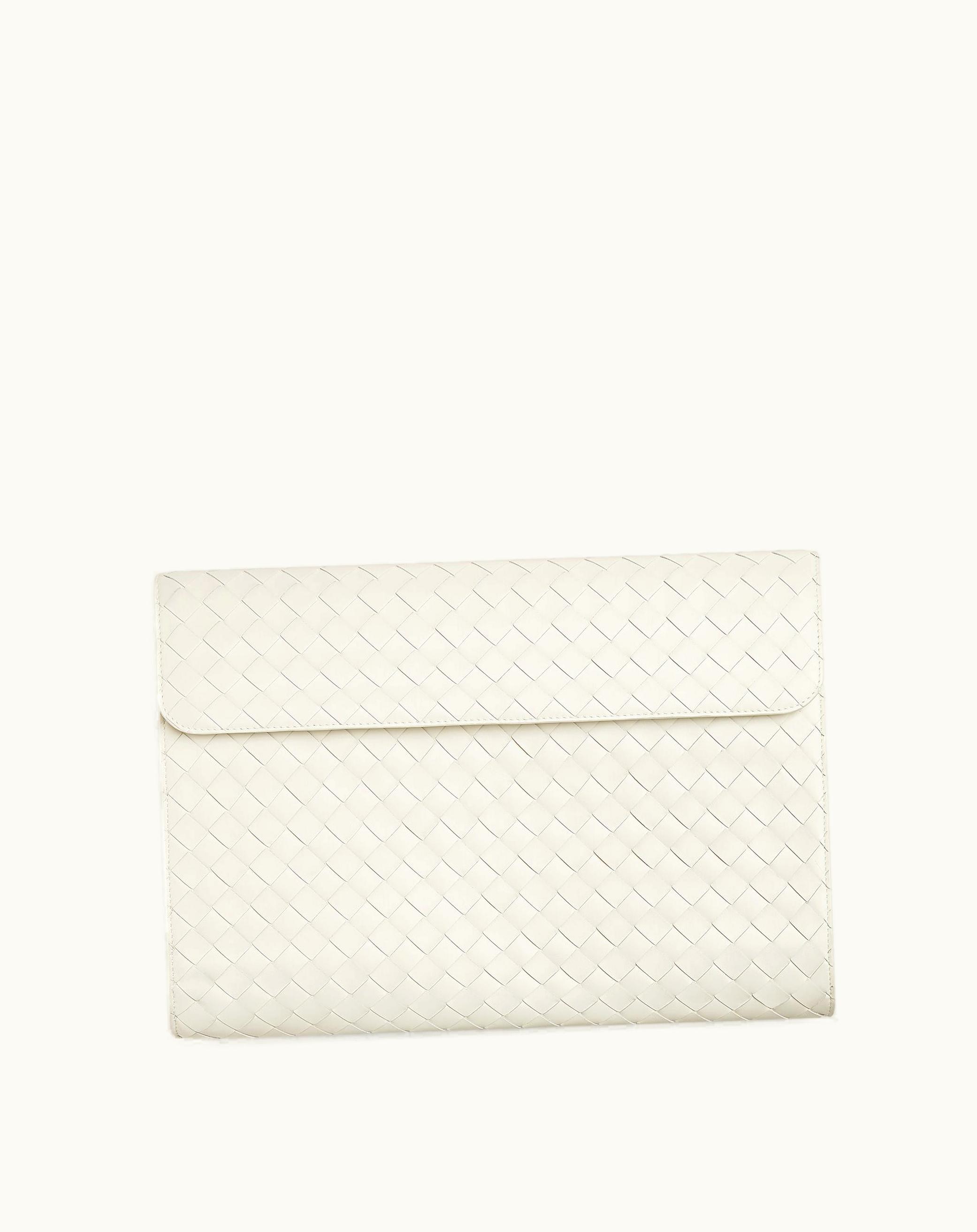 Bottega Veneta Bottega Veneta Men's Intrecciato Envelope Document Case In White