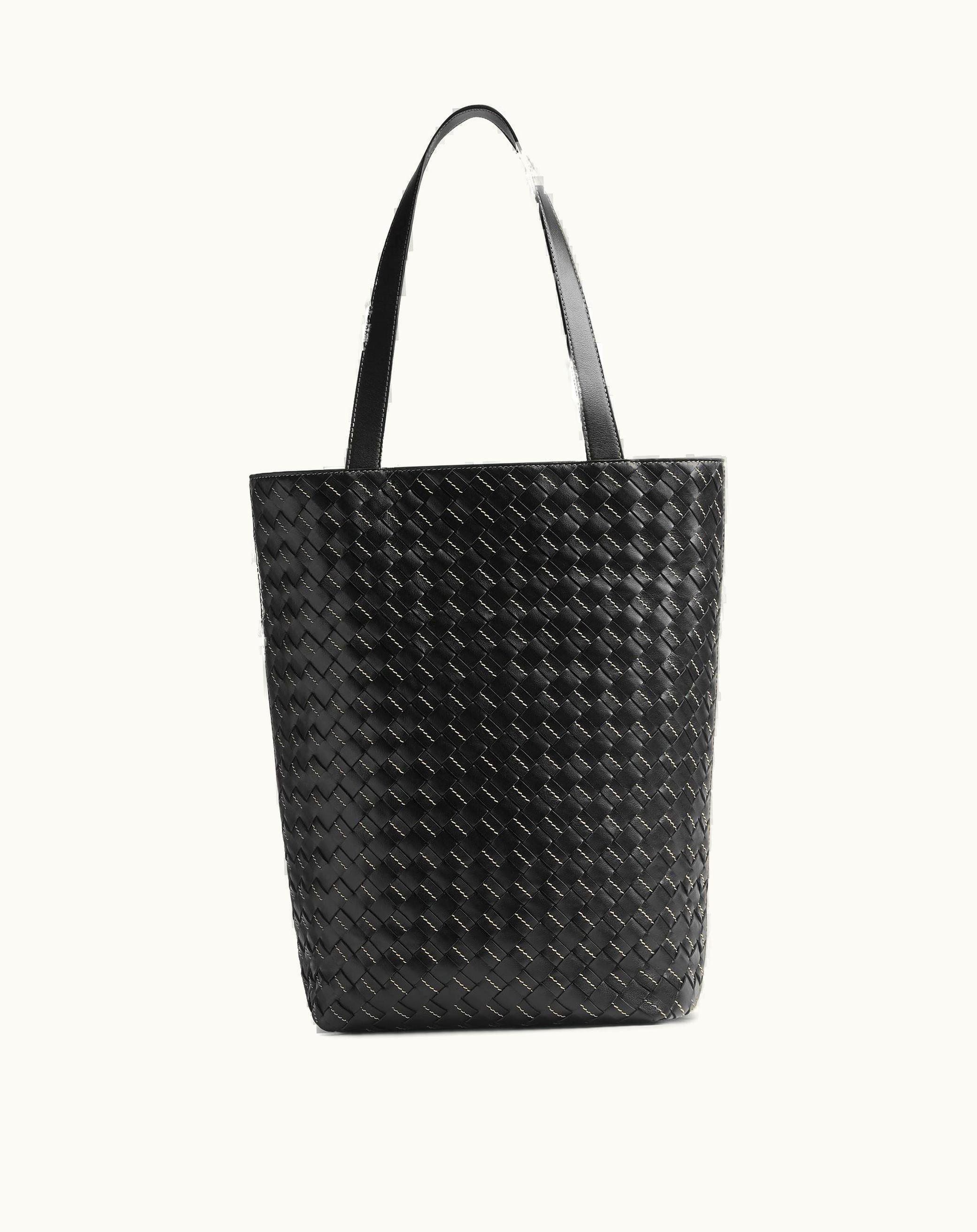 Bottega Veneta Bottega Veneta Men's Small Intrecciato Tote Bag In Black / Natural