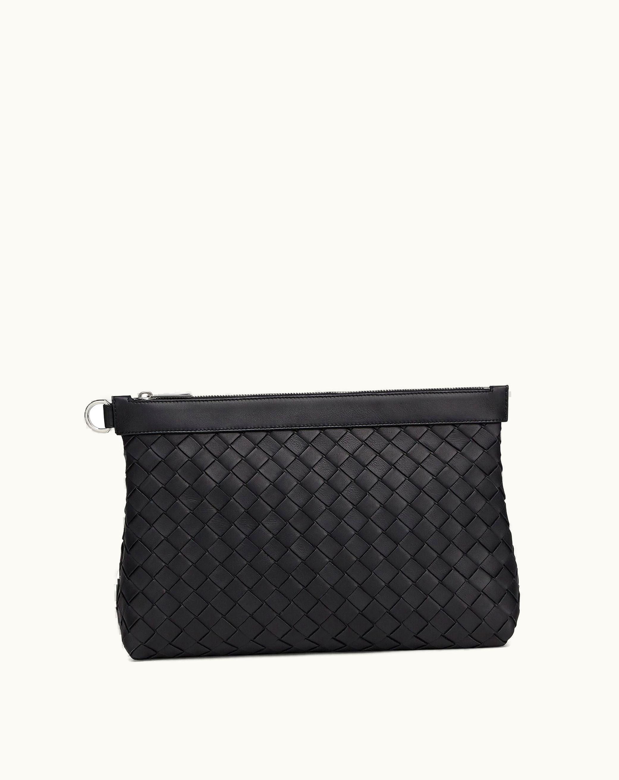 Bottega Veneta Bottega Veneta Medium Intrecciato Zipped Pouch In Black