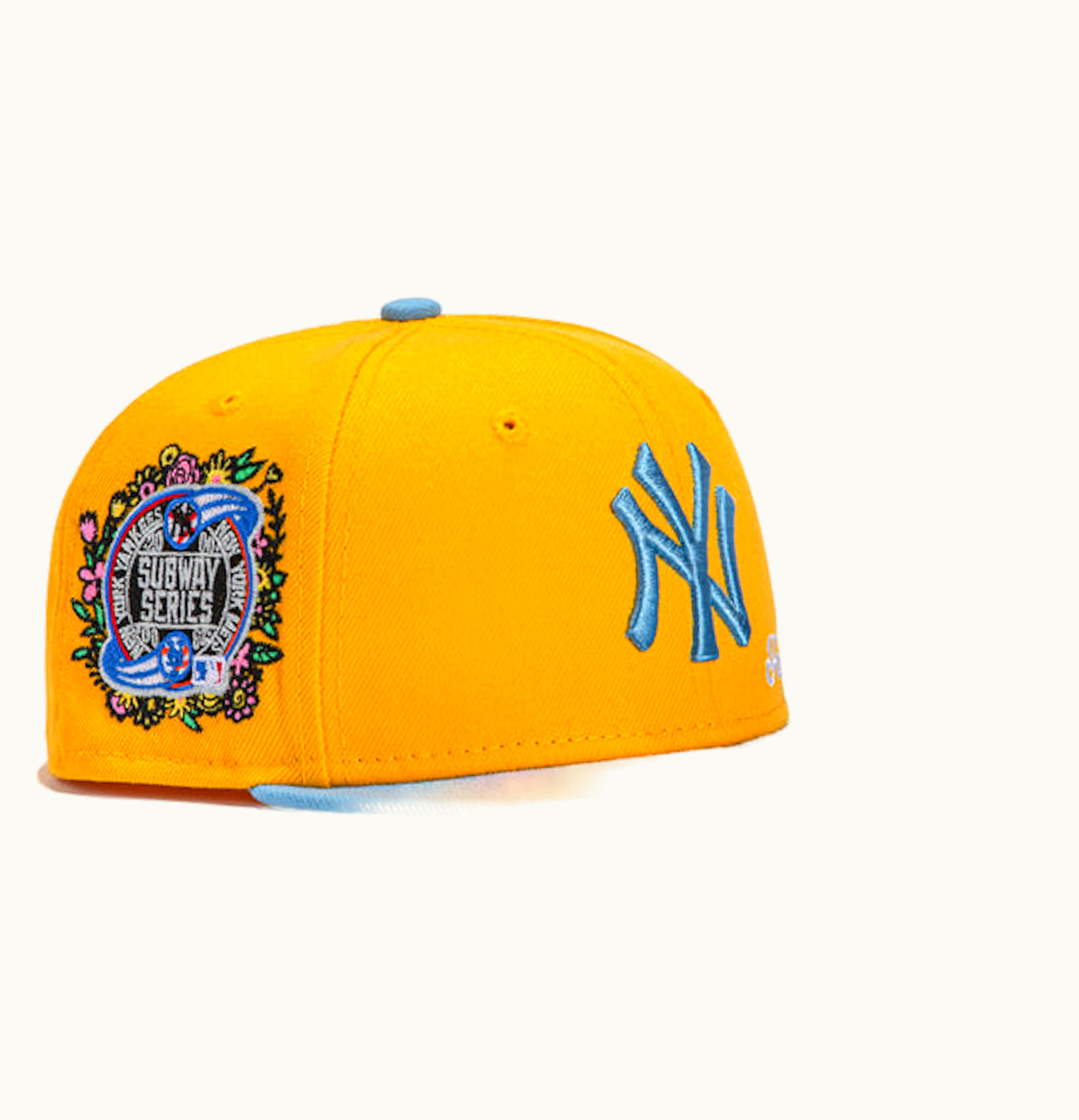 New Era New Era x Hat Club Exclusive Jae Tips Forever New York Yankees 2000 Subway Series Patch 59Fifty Fitted Hat Gold Light Blue