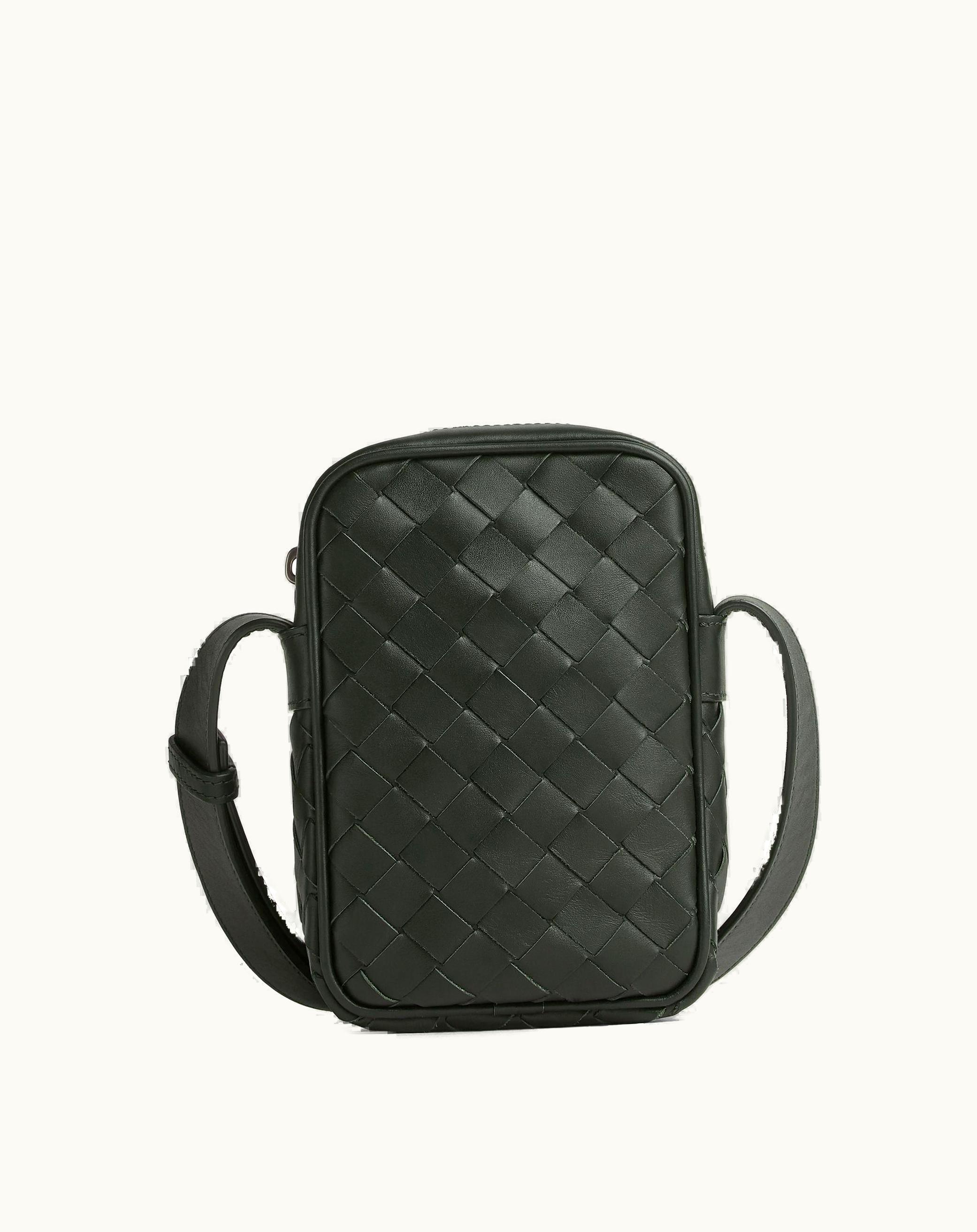 Bottega Veneta Bottega Veneta Men's Mini Intrecciato Cross-Body Bag In Dark Green