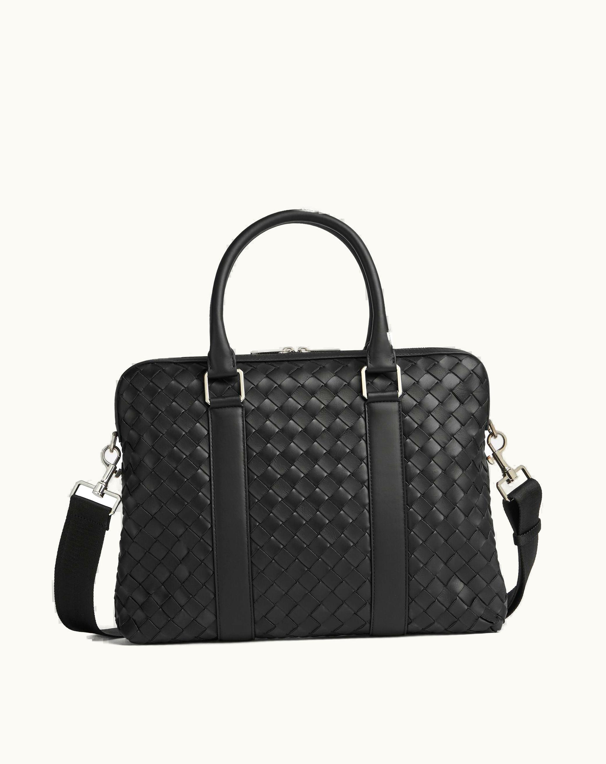 Bottega Veneta Bottega Veneta Slim Intrecciato Briefcase In Black