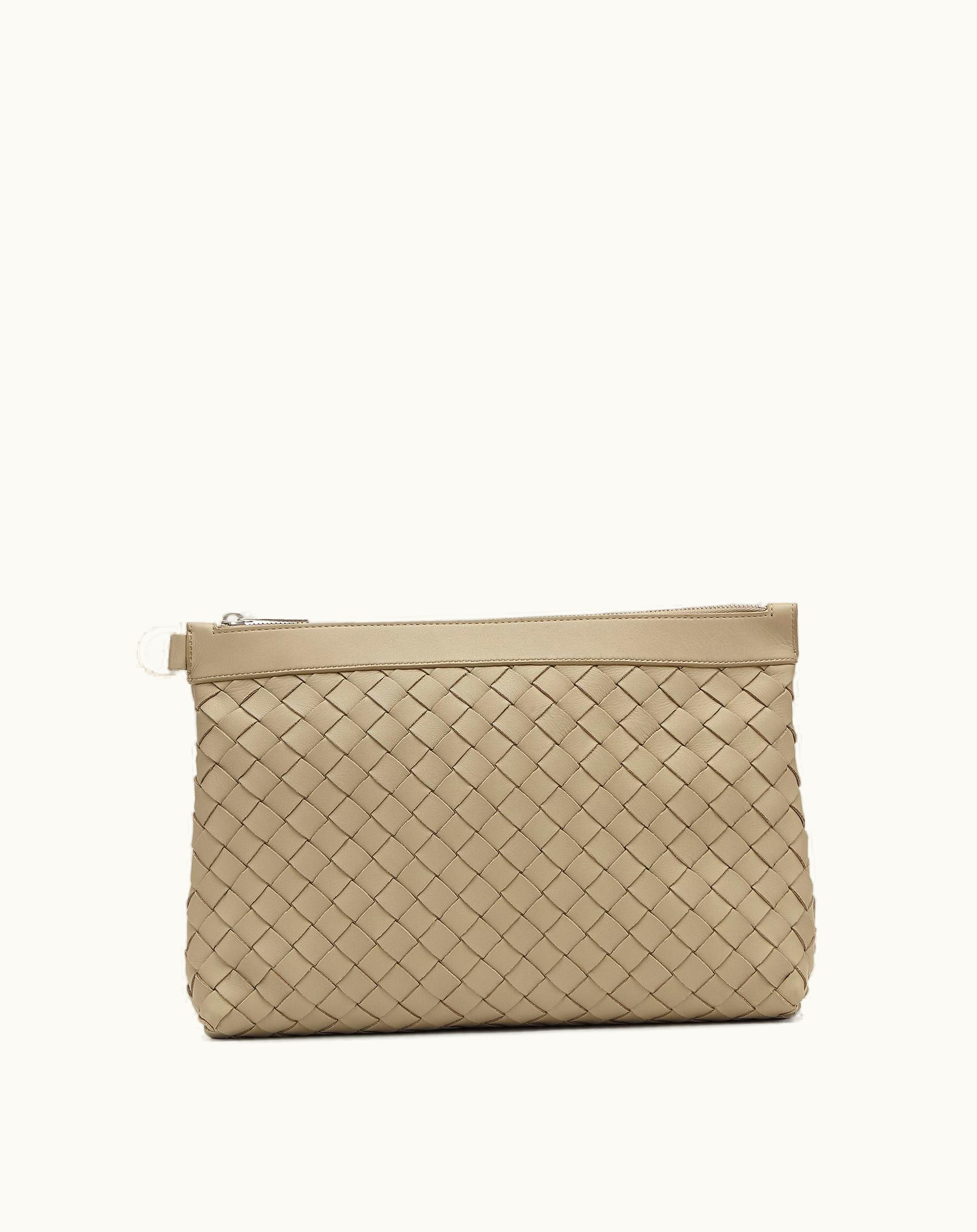 Bottega Veneta Bottega Veneta Medium Intrecciato Zipped Pouch In Taupe