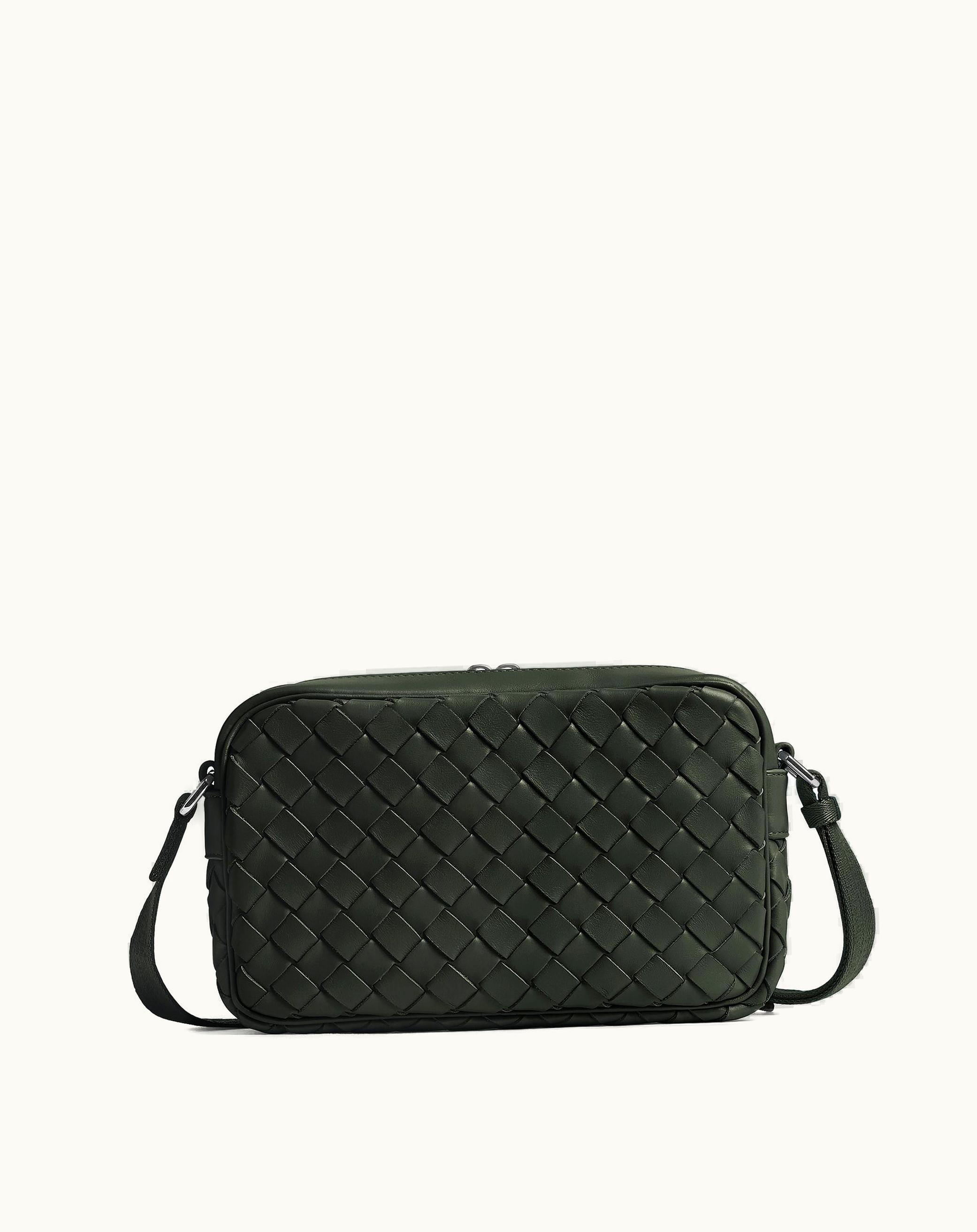 Bottega Veneta Bottega Veneta Small Intrecciato Camera Bag In Dark Green
