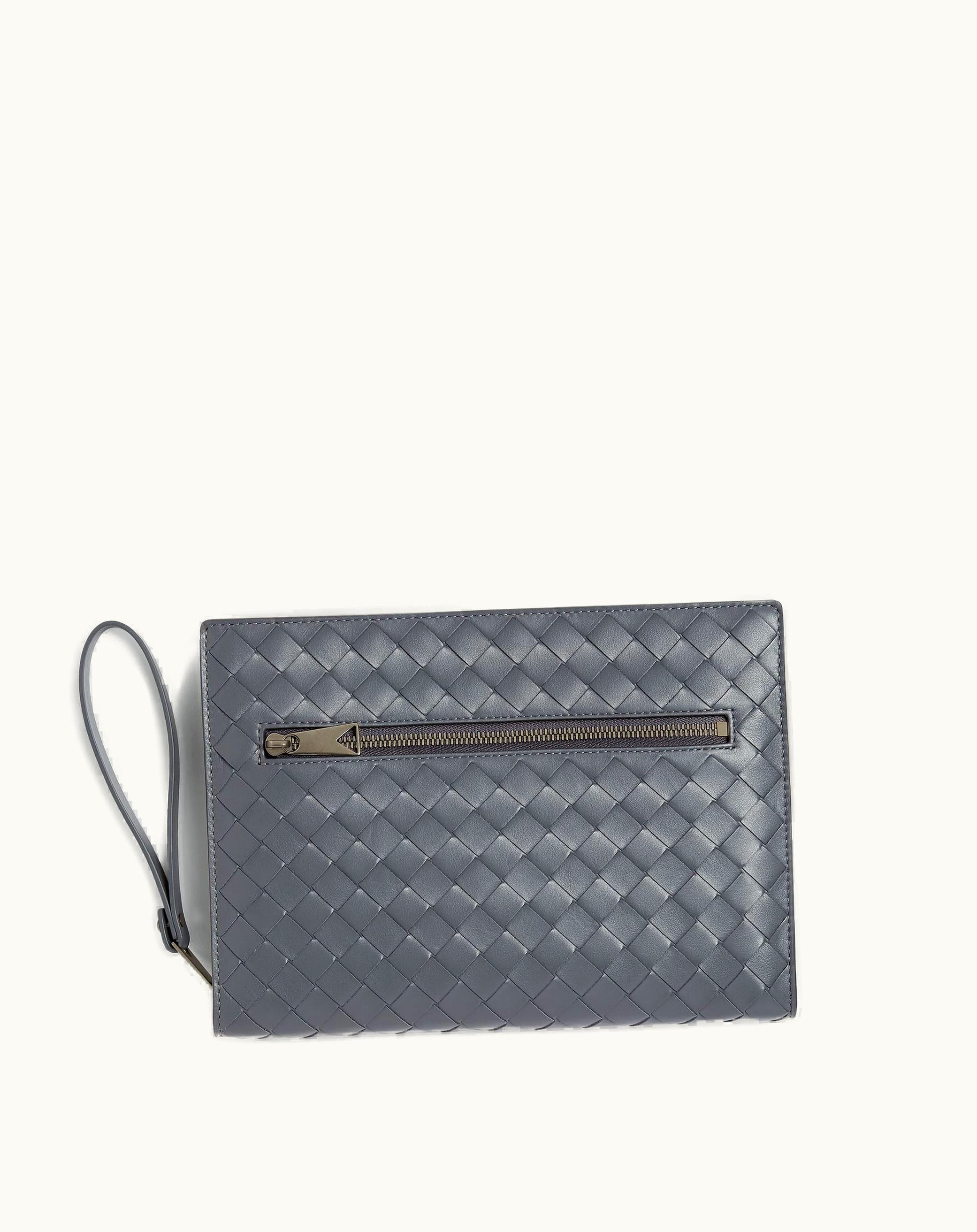 Bottega Veneta Bottega Veneta Men's Small Intrecciato Document Case With Wristlet In Thunder