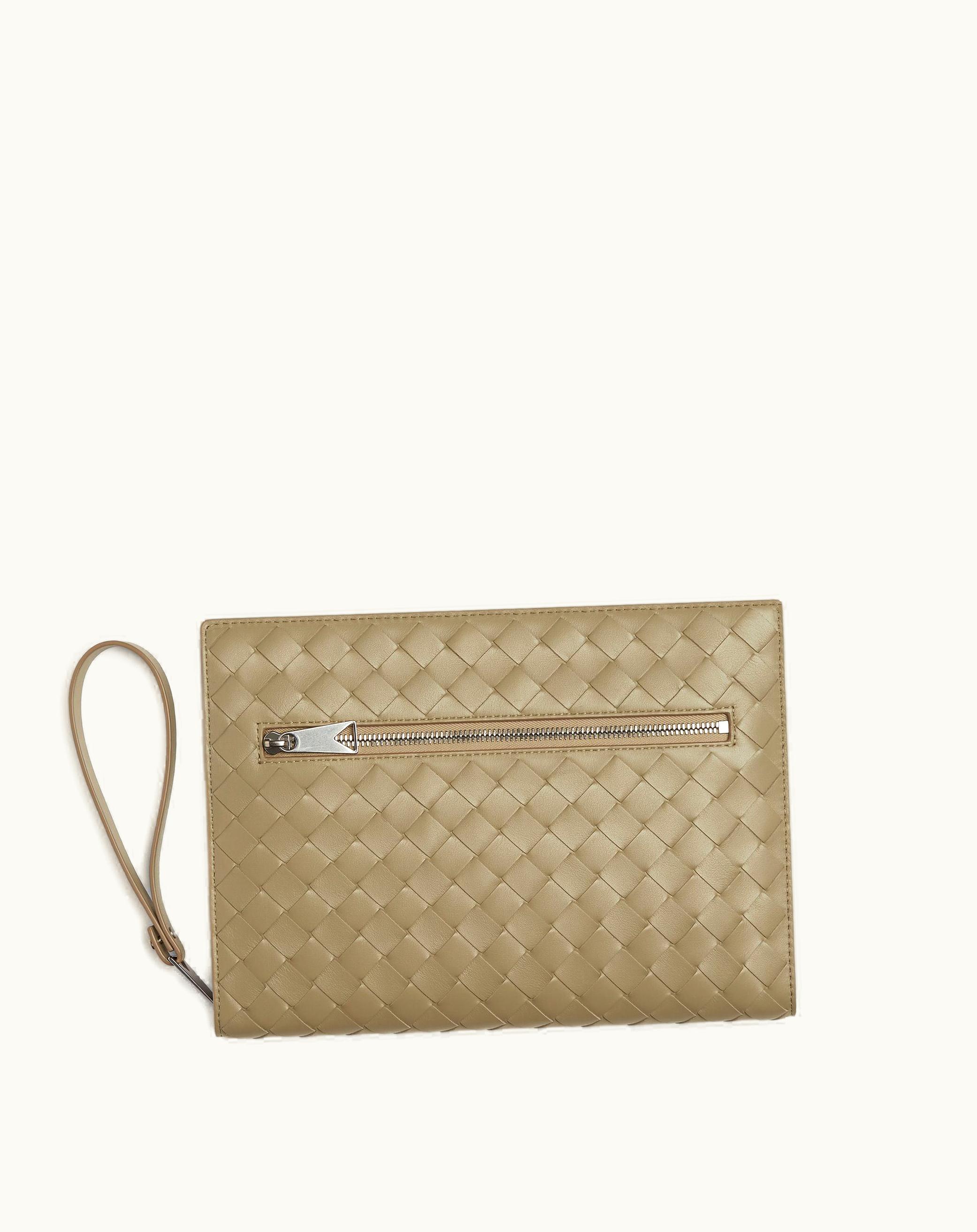 Bottega Veneta Bottega Veneta Small Intrecciato Document Case With Wristlet In Taupe