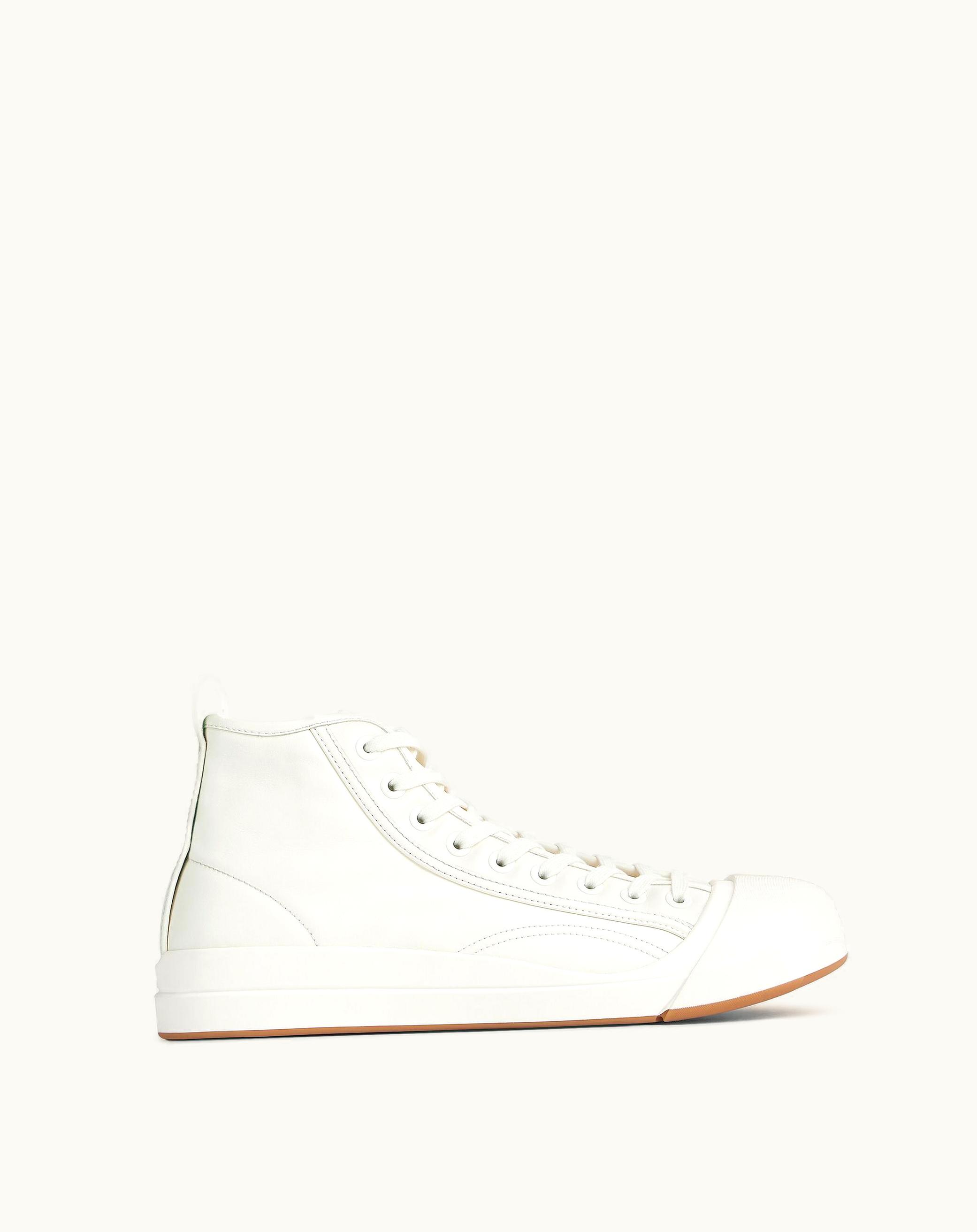 Bottega Veneta Bottega Veneta Men's Vulcan Leather Sneaker In Optic White Optic white