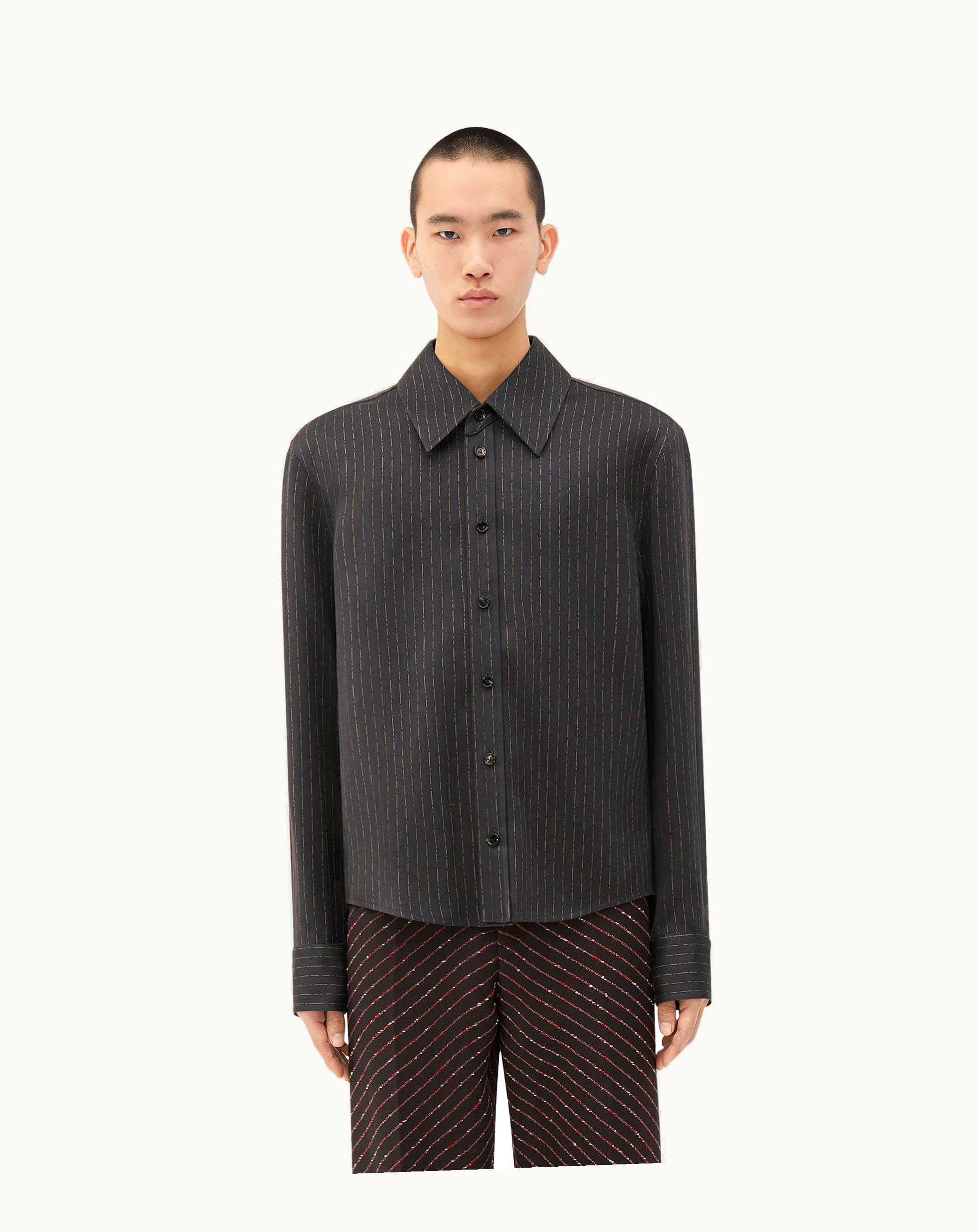Bottega Veneta Bottega Veneta Men's Cotton And Silk Stripe Shirt In Fondant / Red
