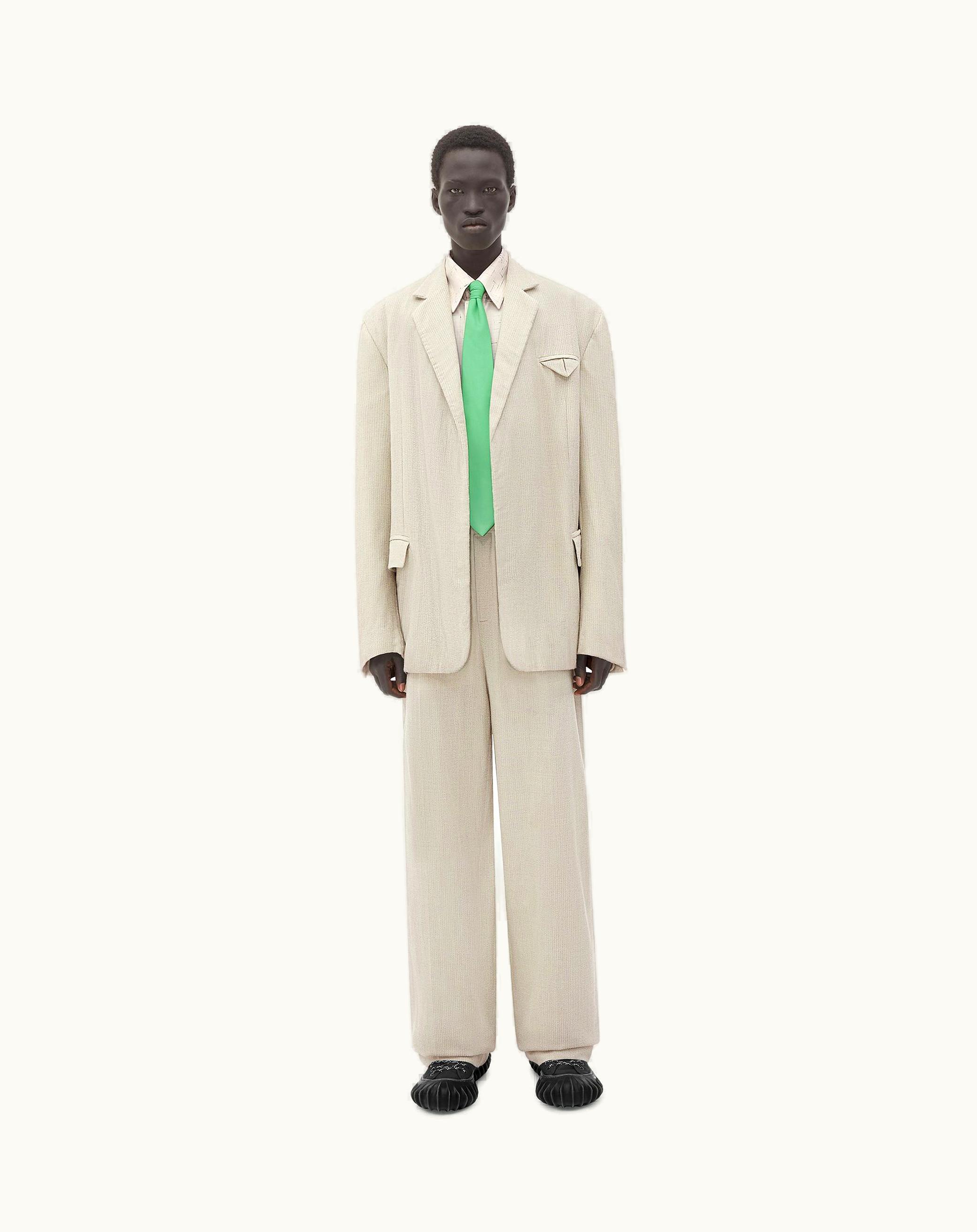 Bottega Veneta Bottega Veneta Men's Mouline Wool Silk Jacket In Bone / Black Melange