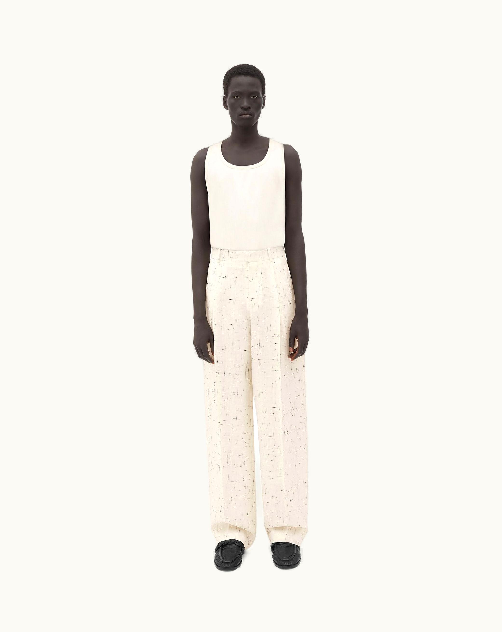 Bottega Veneta Bottega Veneta Men's Textured Criss-Cross Viscose Silk Trousers In Dove / Black