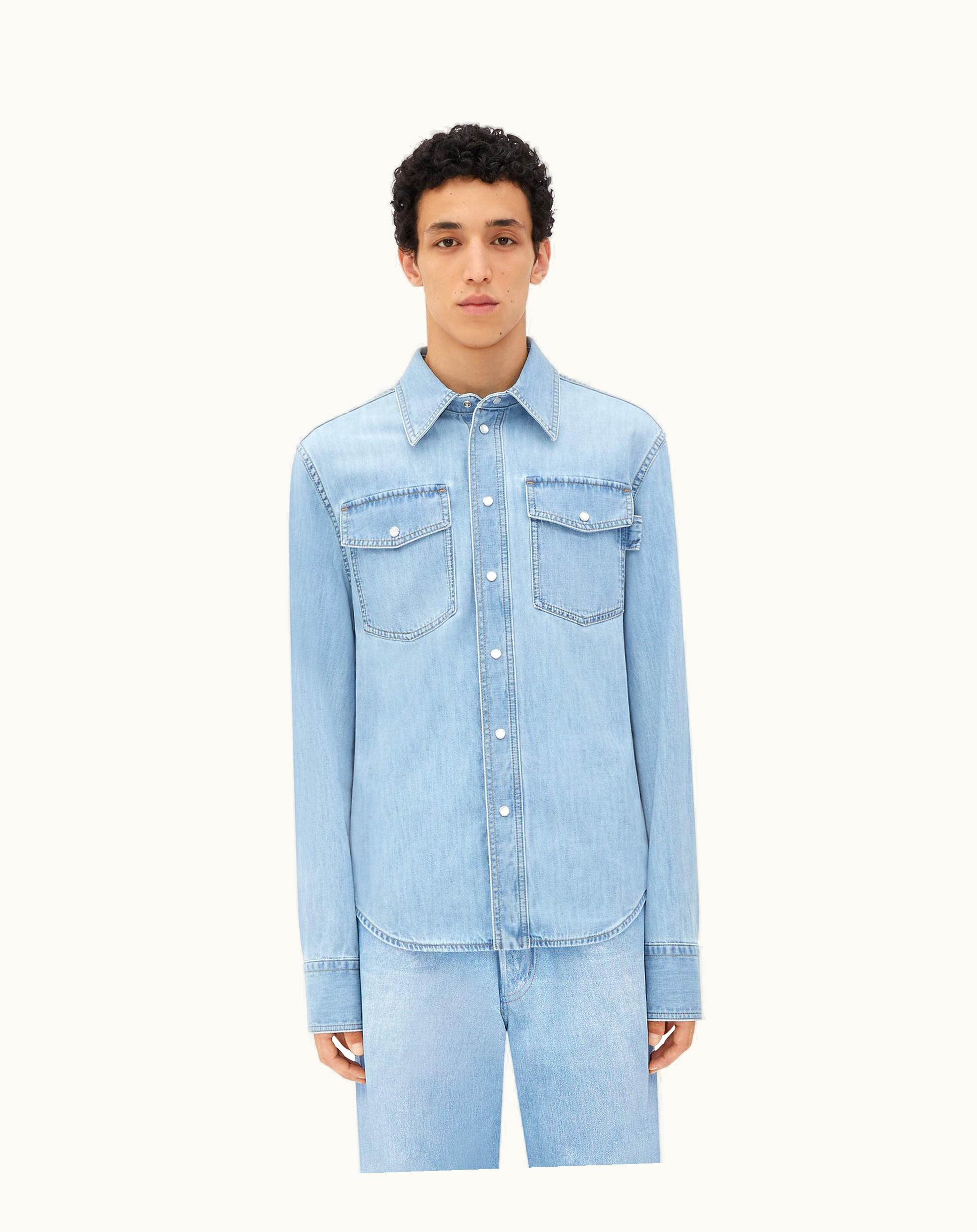 Bottega Veneta Bottega Veneta Men's Light Bleached Denim Shirt In Light Bleach