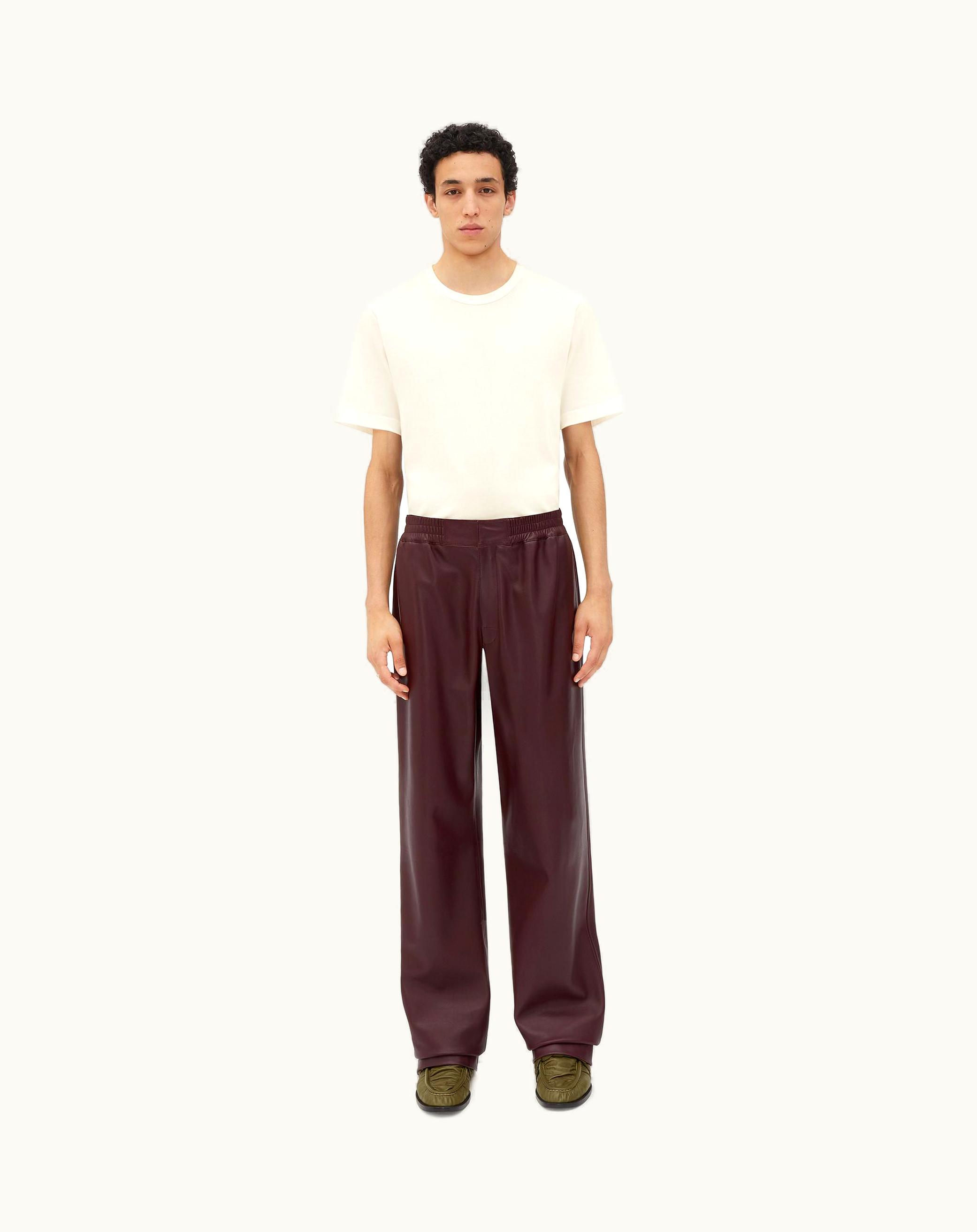 Bottega Veneta Bottega Veneta Men's Wide Leg Leather Trousers In Oxblood