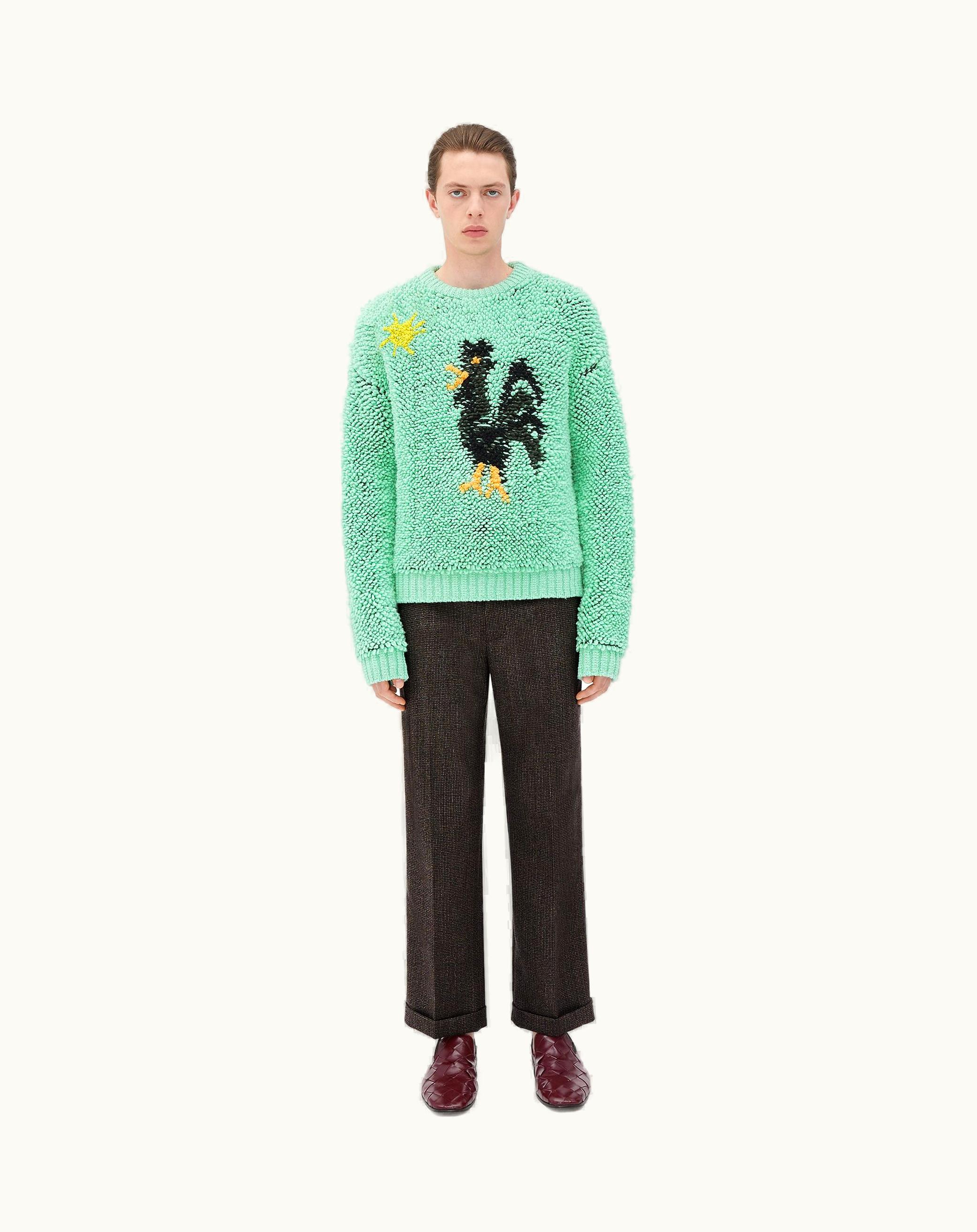 Bottega Veneta Bottega Veneta Men's Graphic Animal Jacquard Wool Jumper In Siren