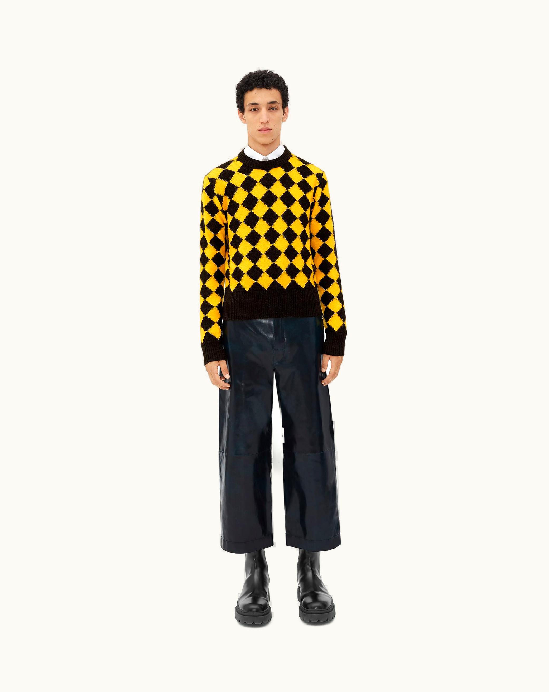 Bottega Veneta Bottega Veneta Men's Argyle Intarsia Wool Jumper In Cocoa / Yellow