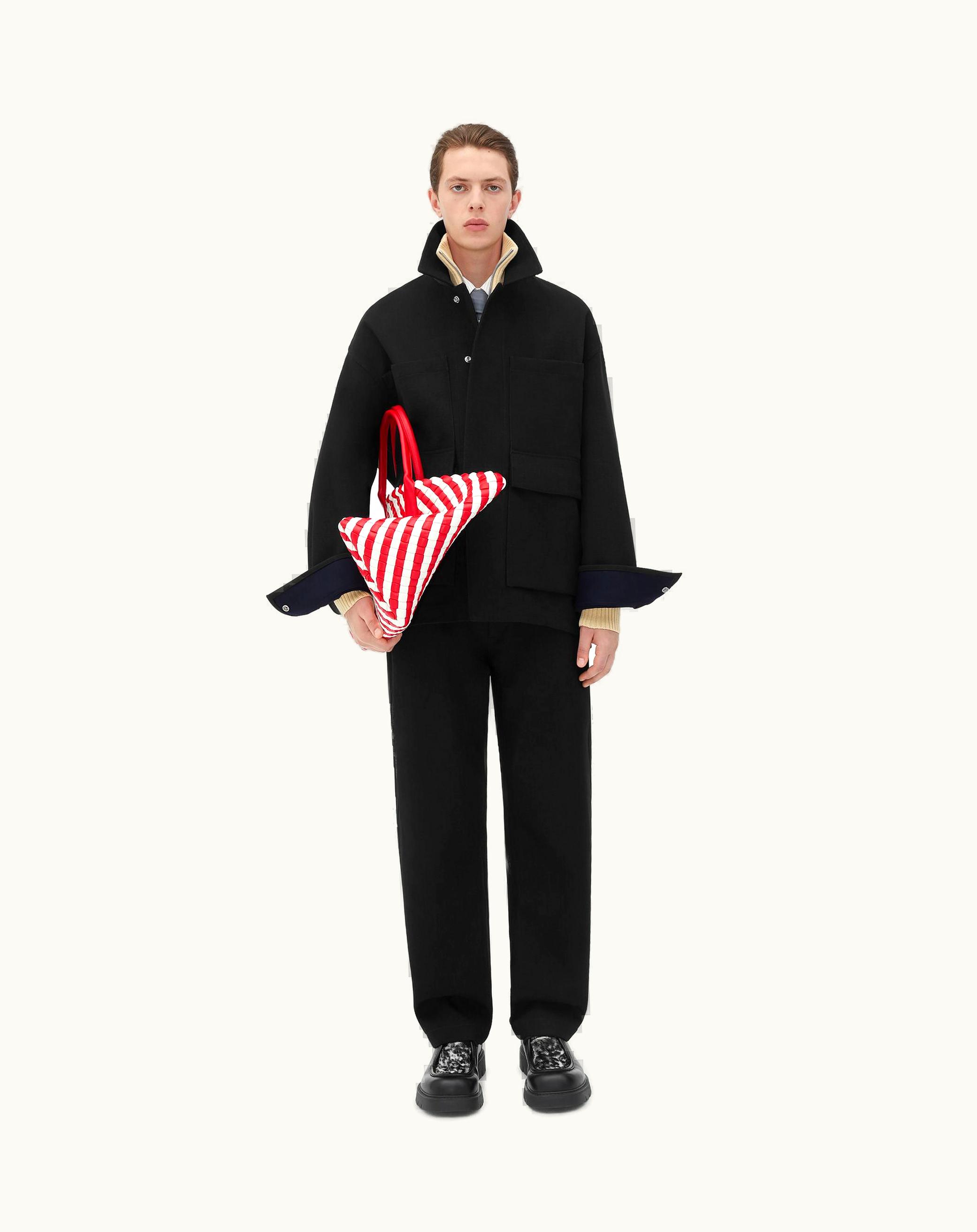 Bottega Veneta Bottega Veneta Men's Bonded Cotton Wool Blouson In Black / Navy