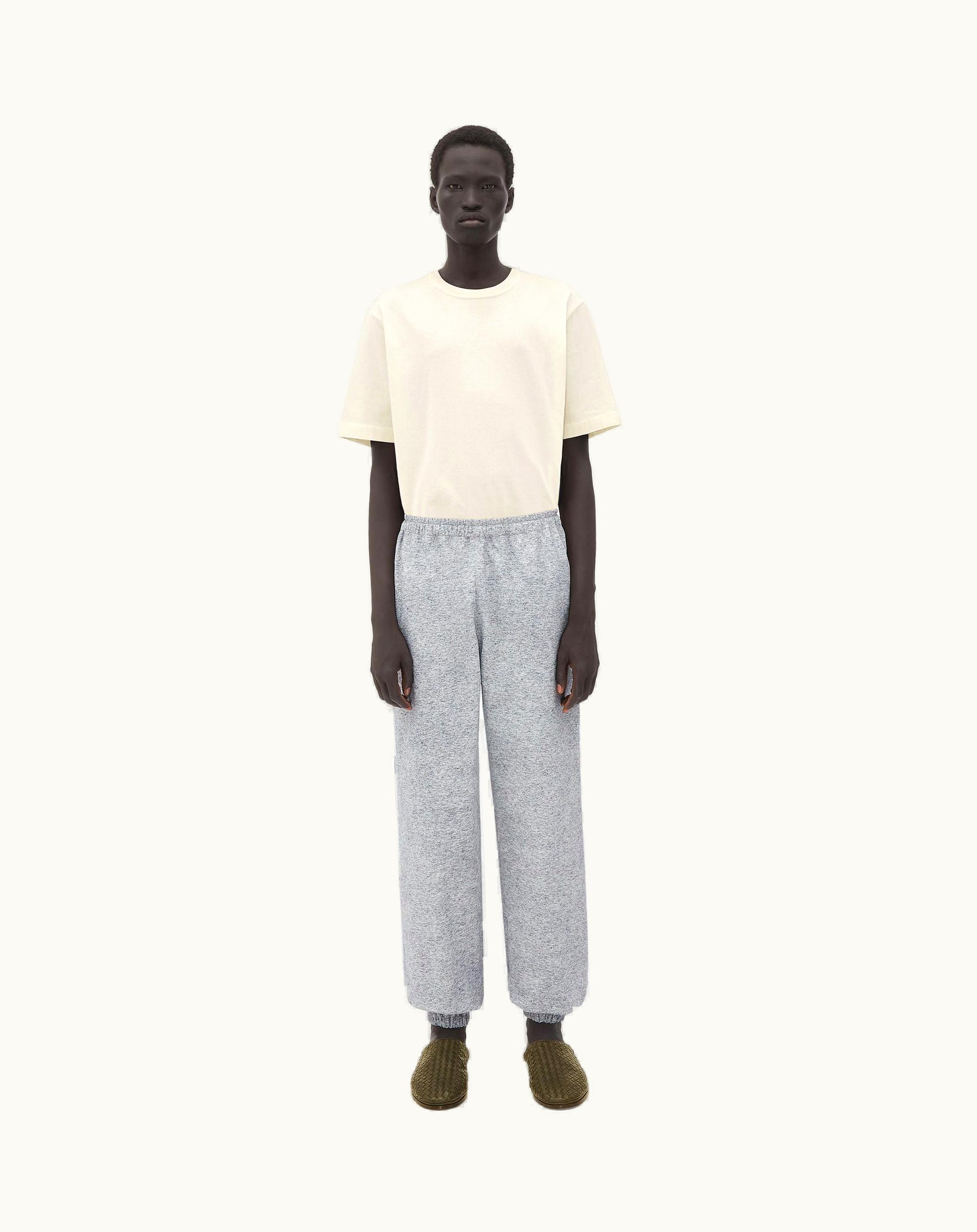 Bottega Veneta Bottega Veneta Men's Printed Leather Jersey Jogger Trousers In Light Grey Melange