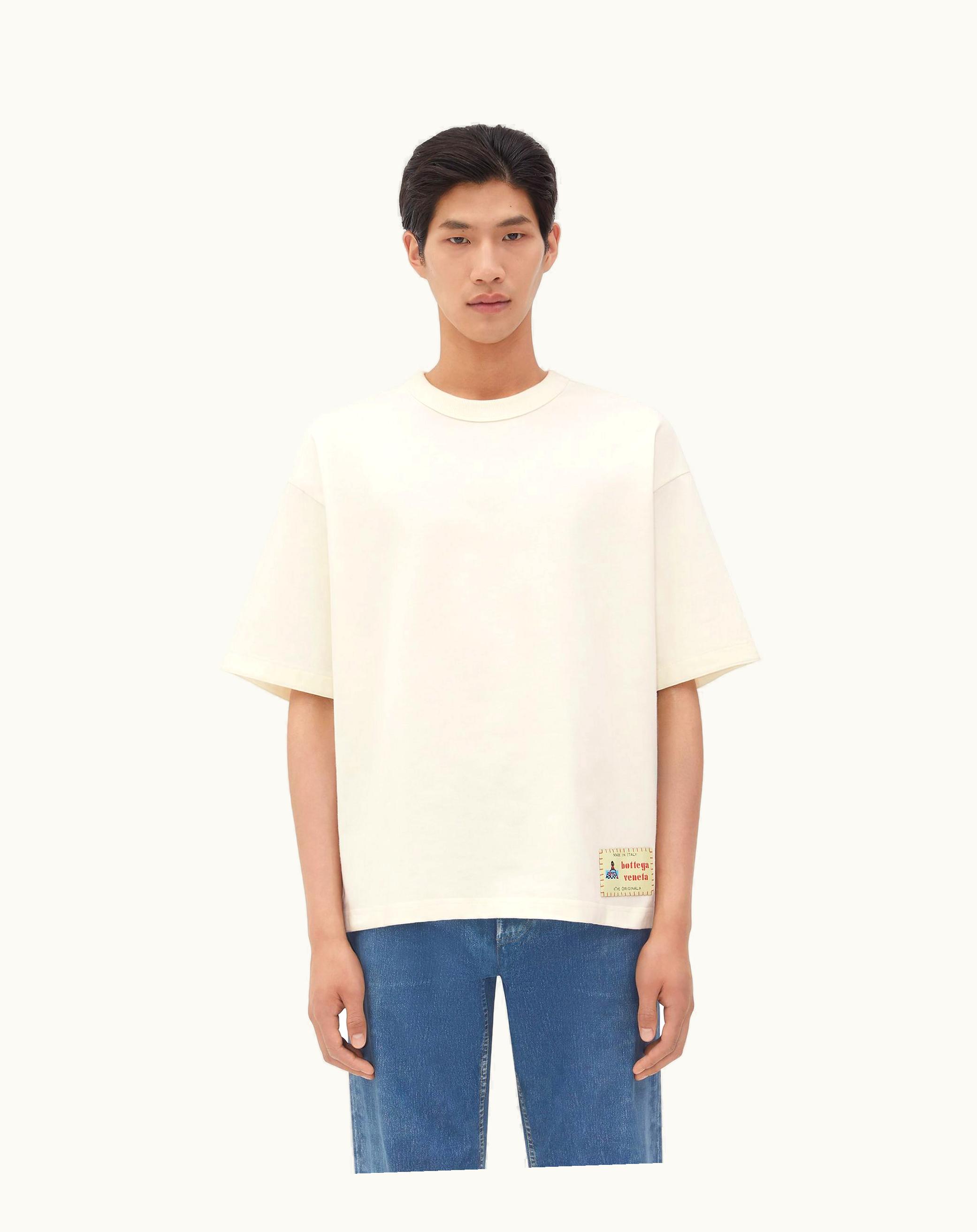 Bottega Veneta Bottega Veneta Men's Cotton Jersey T-Shirt With Label In Chalk