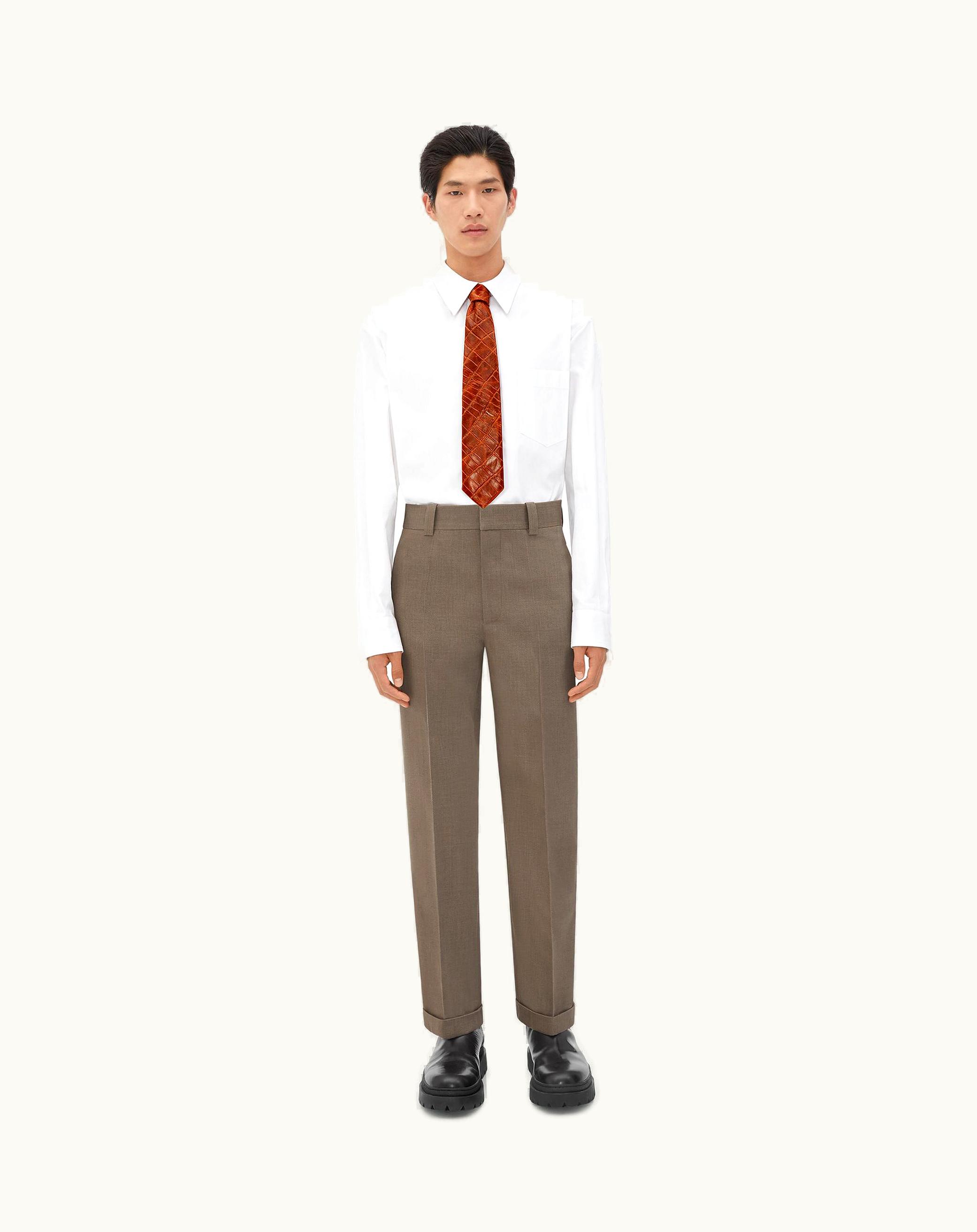 Bottega Veneta Bottega Veneta Men's Wool Twill Cropped Trousers In Grey / Ochre Melange