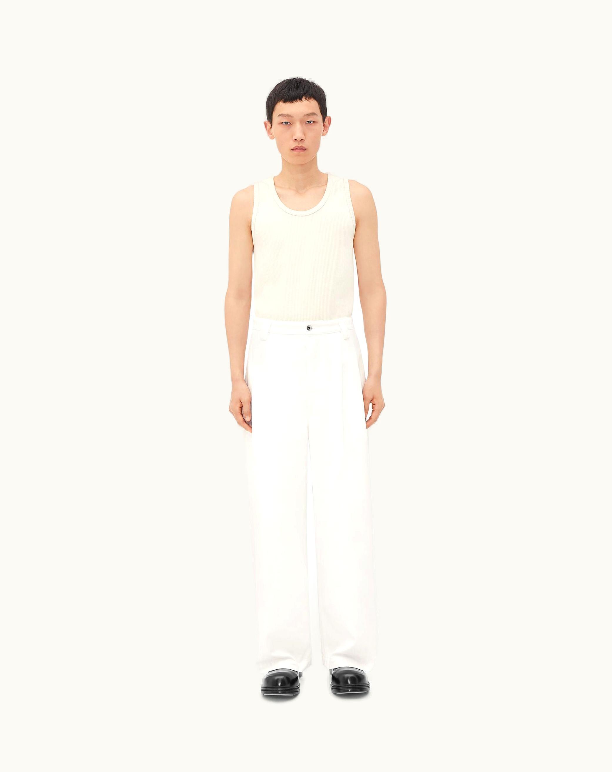 Bottega Veneta Bottega Veneta Men's White Pleated Denim Trousers In White