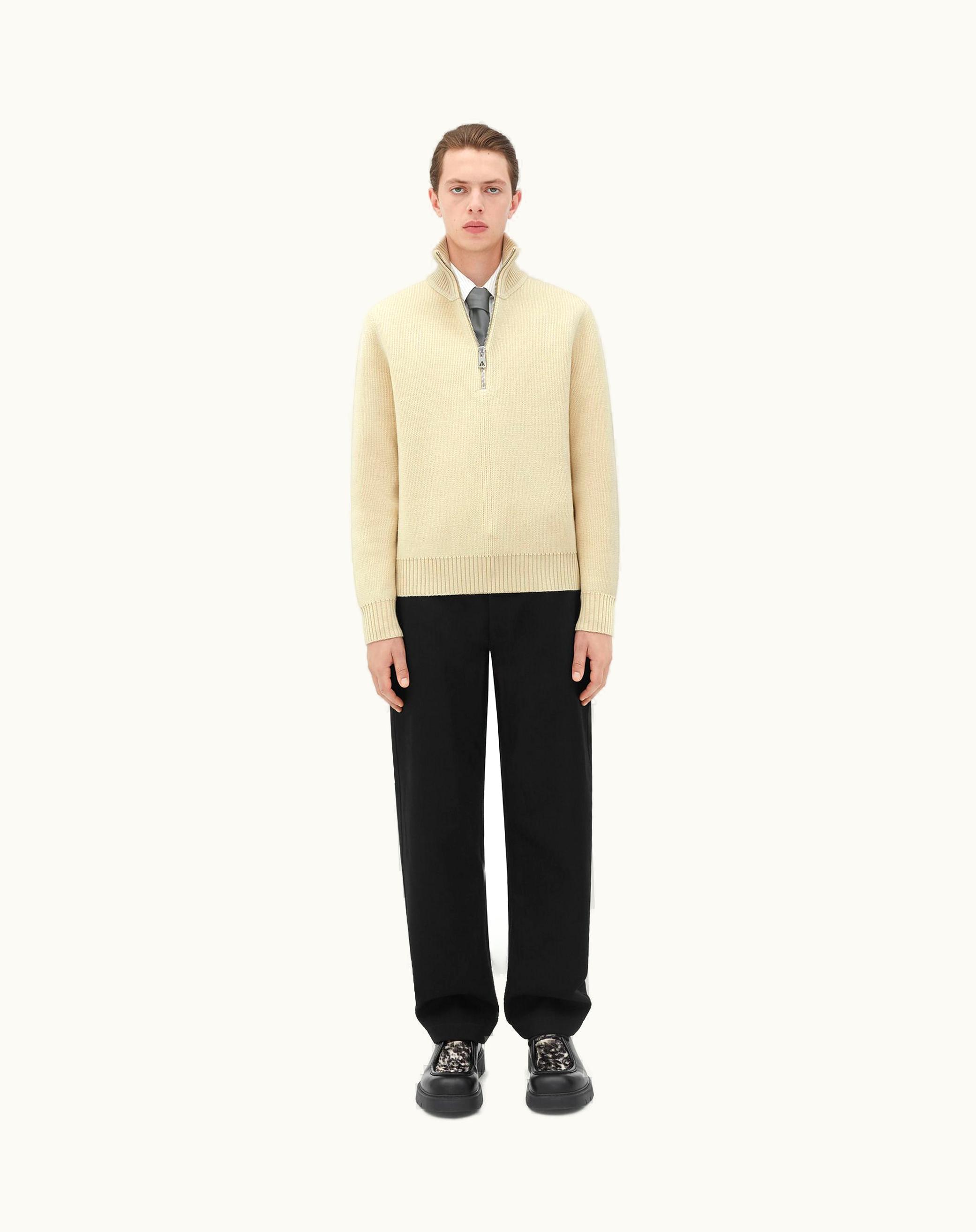 Bottega Veneta Bottega Veneta Men's Wool Zippered Jumper In Hay