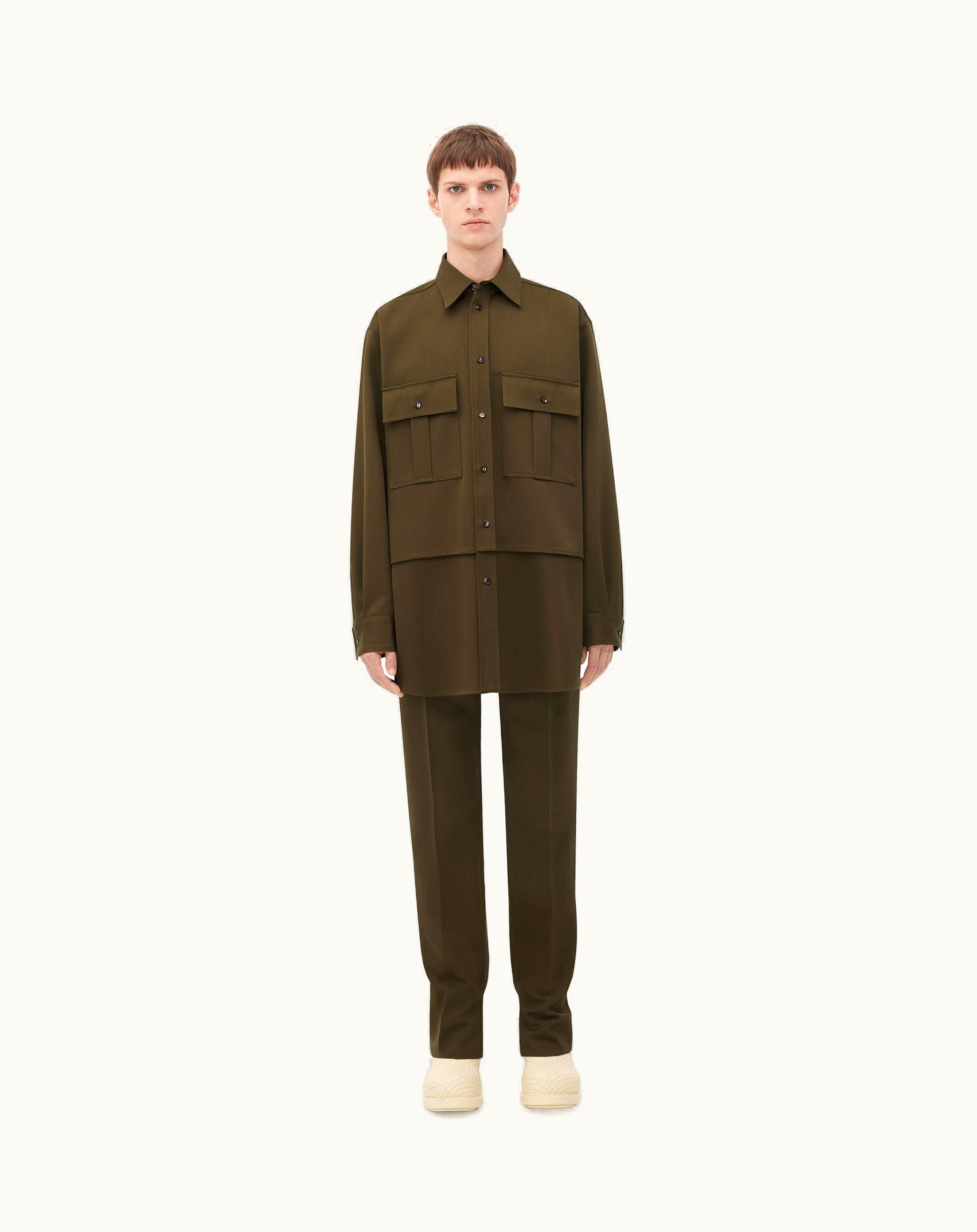 Bottega Veneta Bottega Veneta Men's Grain De Poudre Double Layer Shirt In Liana