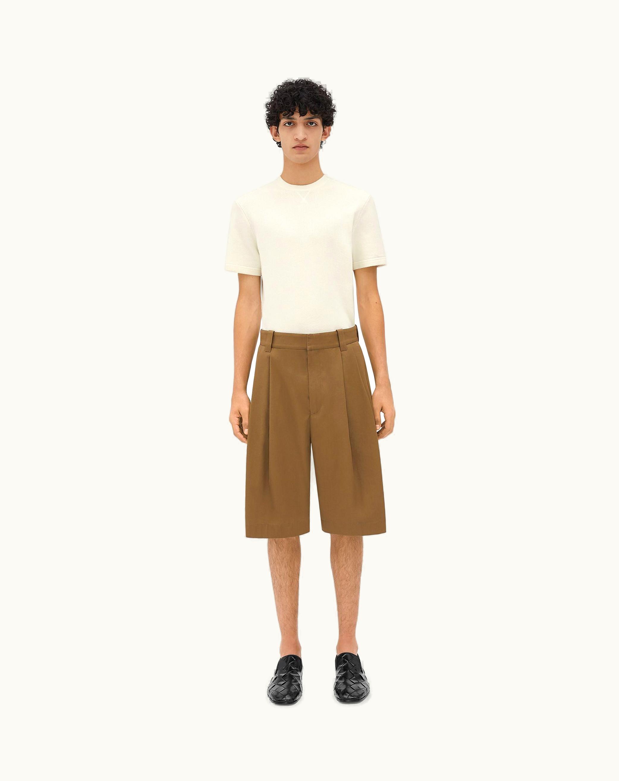 Bottega Veneta Bottega Veneta Men's Cotton Gabardine Shorts In Dark Sand