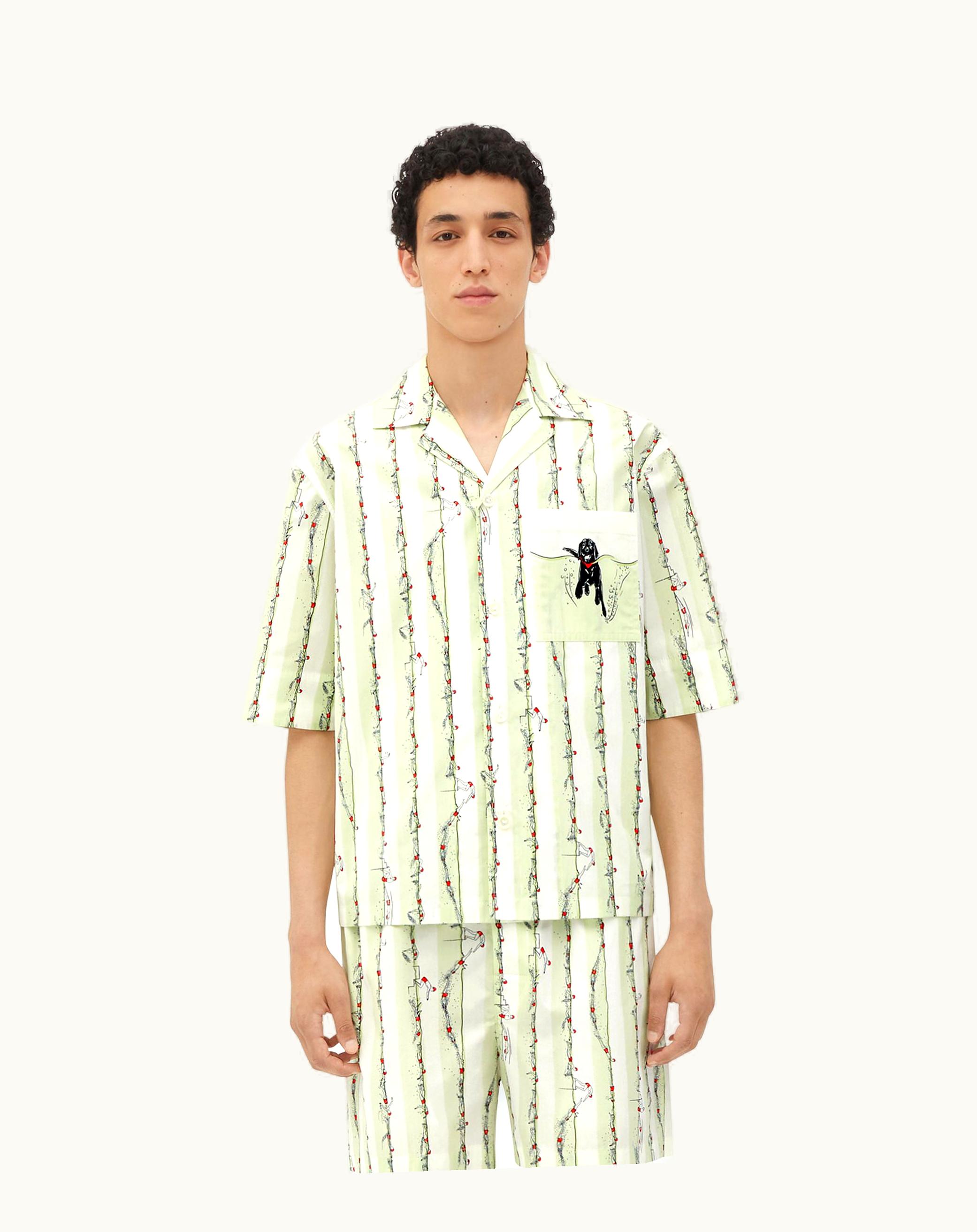 Bottega Veneta Bottega Veneta Men's Printed Cotton Shirt In Light Cyan / Red