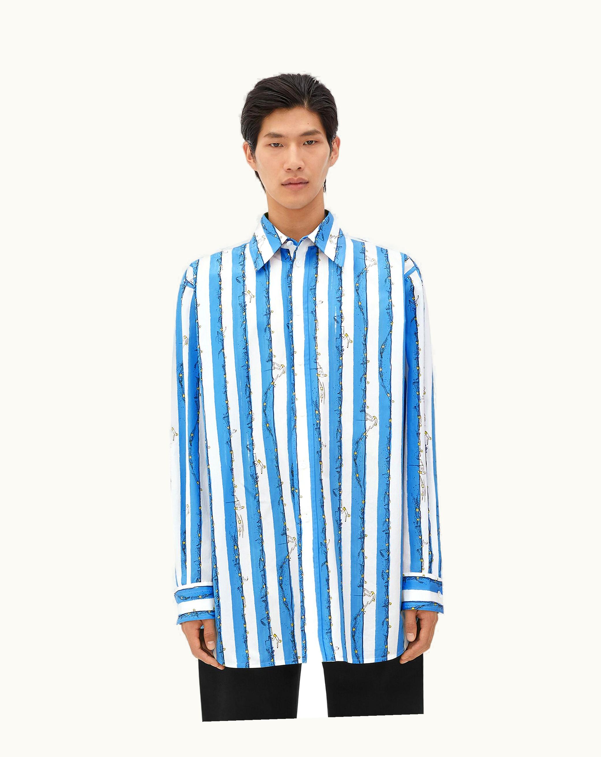 Bottega Veneta Bottega Veneta Men's Printed Cotton Shirt In Admiral / Pineapple