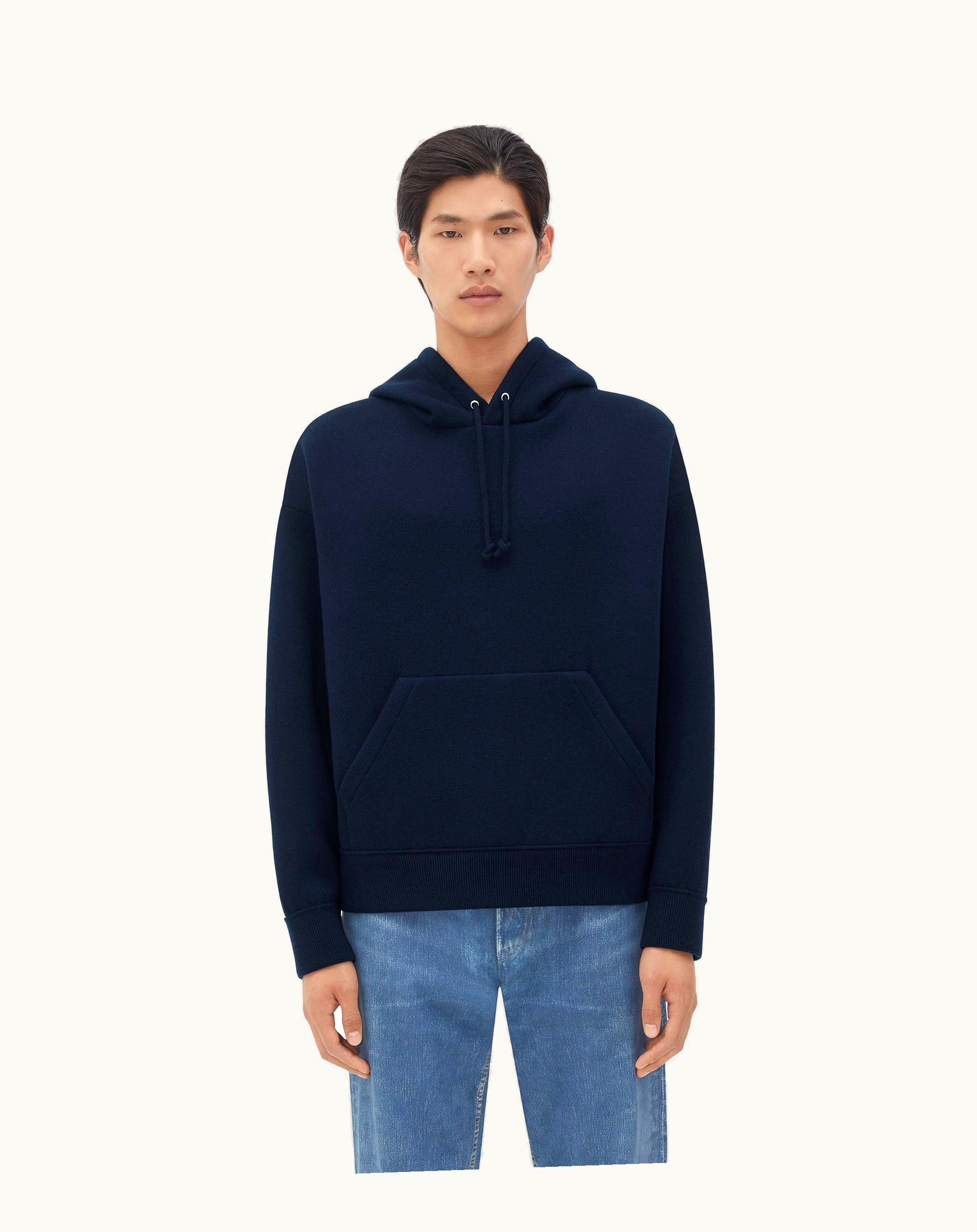 Bottega Veneta Bottega Veneta Men's Compact Cashmere Hoodie In Navy