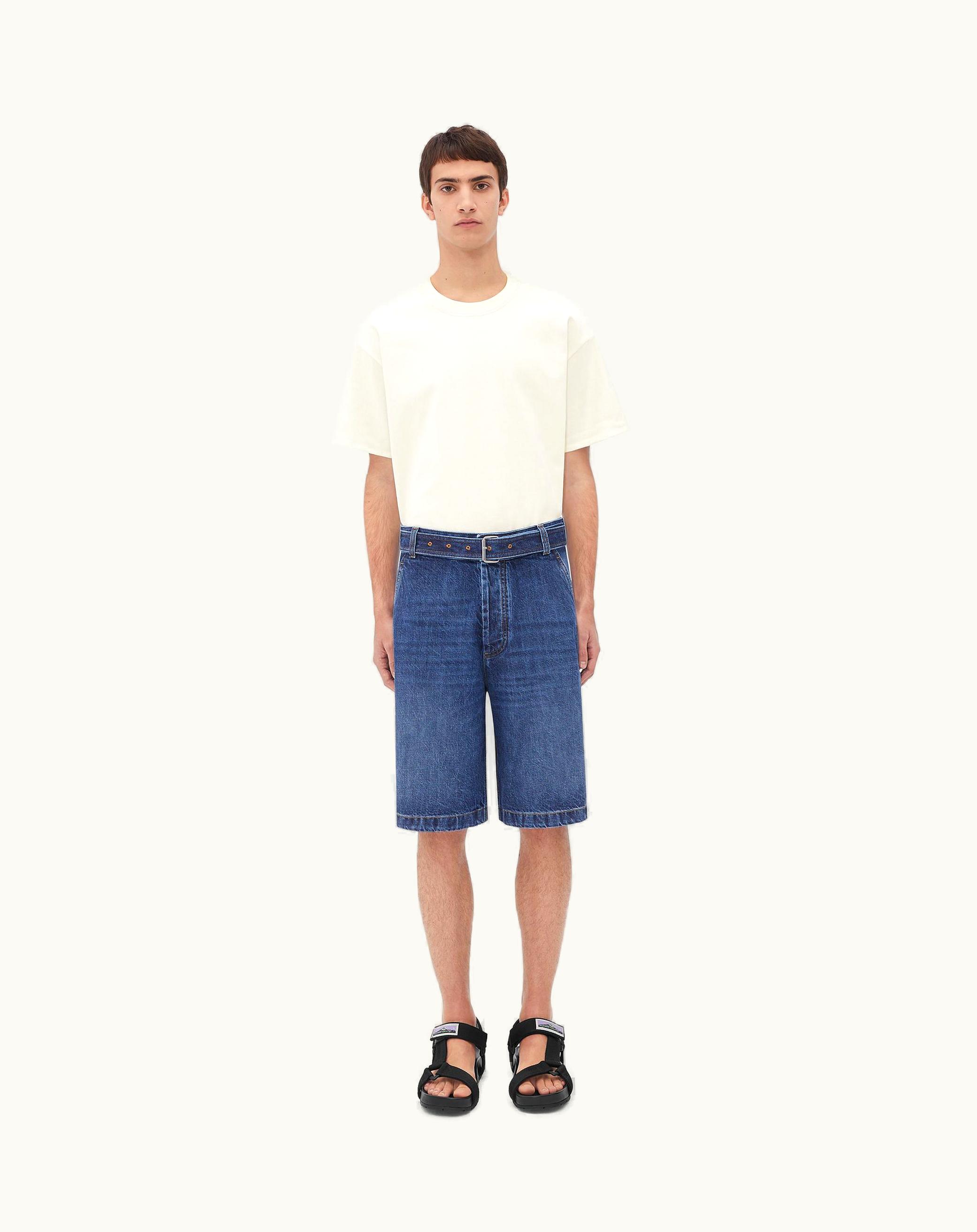 Bottega Veneta Bottega Veneta Men's Belted Denim Shorts In Mid Blue