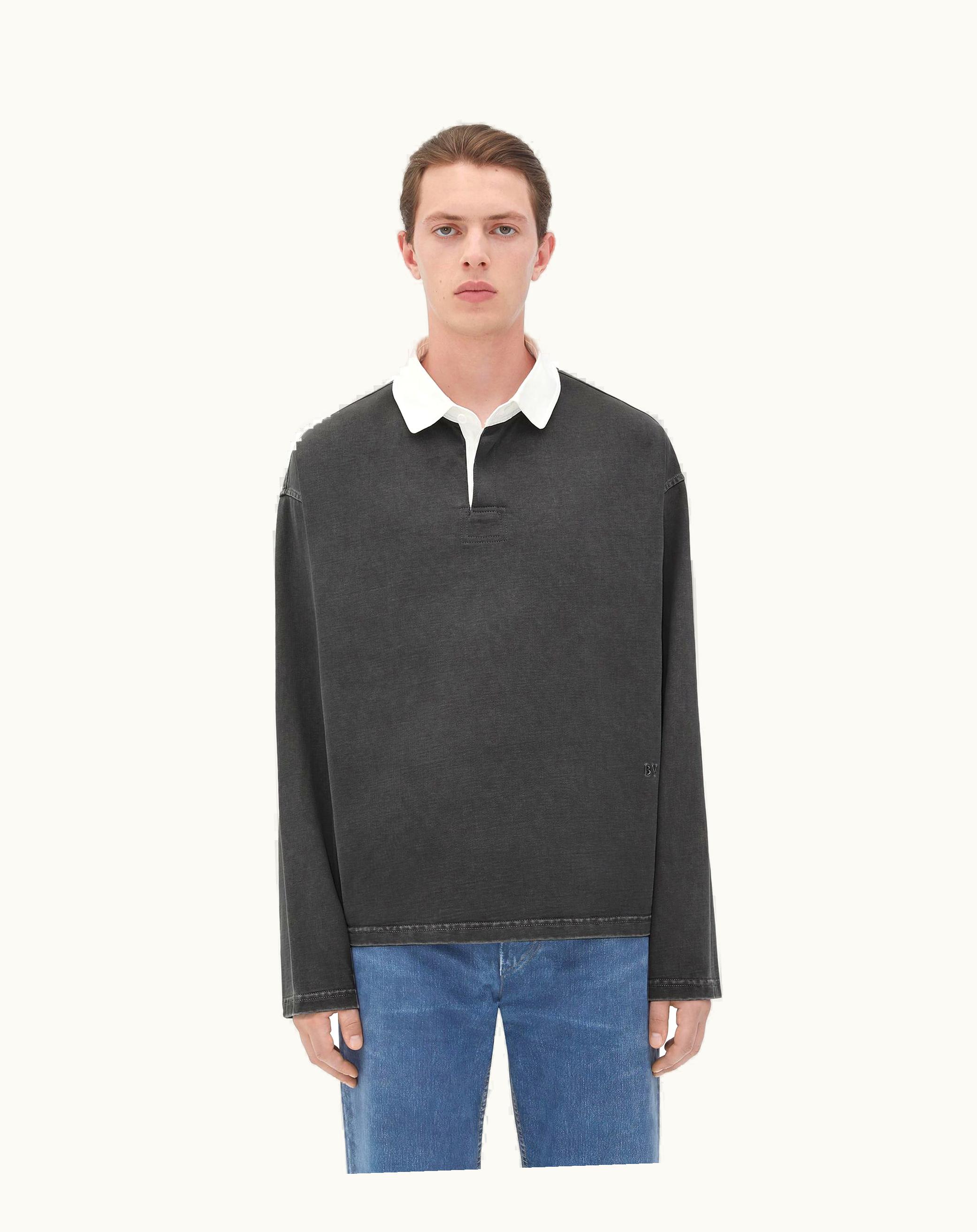 Bottega Veneta Bottega Veneta Men's Washed Out Jersey Polo In Asphalt