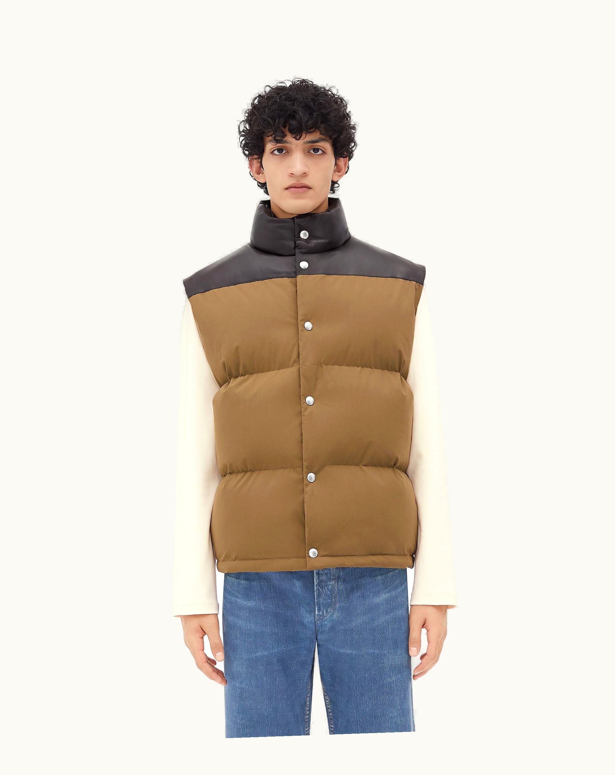 Bottega Veneta Bottega Veneta Men's Frosted Poplin And Leather Gilet In Liana