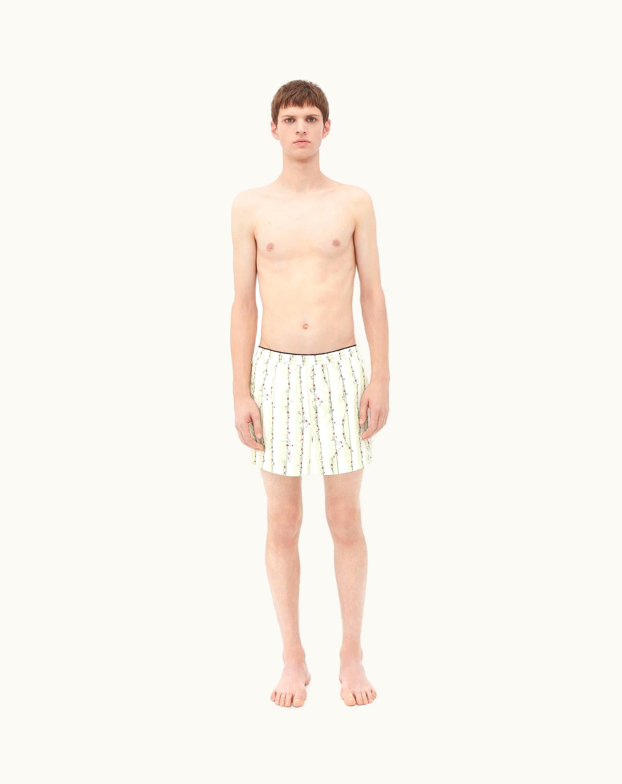 Bottega Veneta Bottega Veneta Men's Printed Swimmers Nylon Swim Shorts In Light Cyan / Red