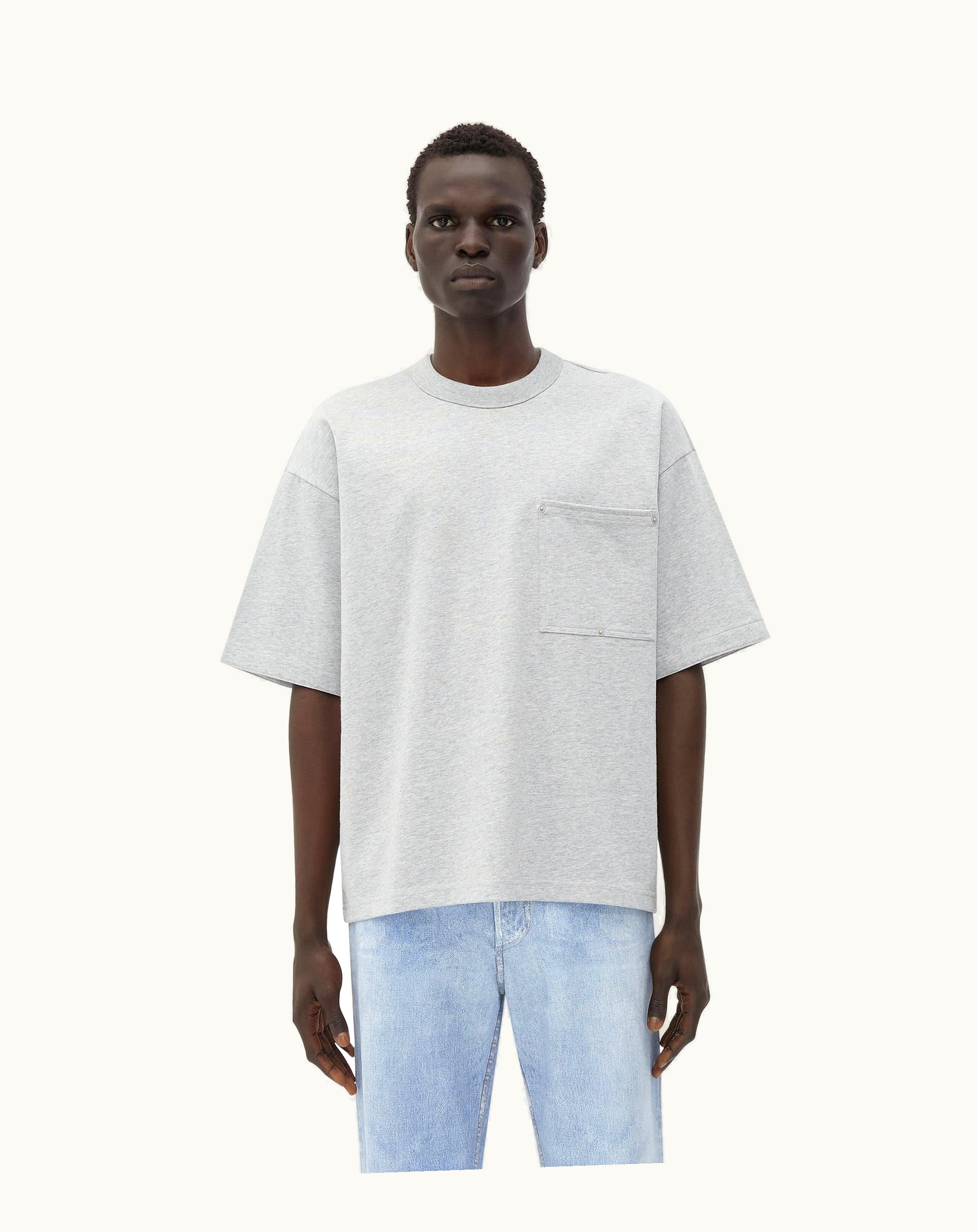 Bottega Veneta Bottega Veneta Men's Heavy Jersey Relaxed T-Shirt In Light Grey Melange