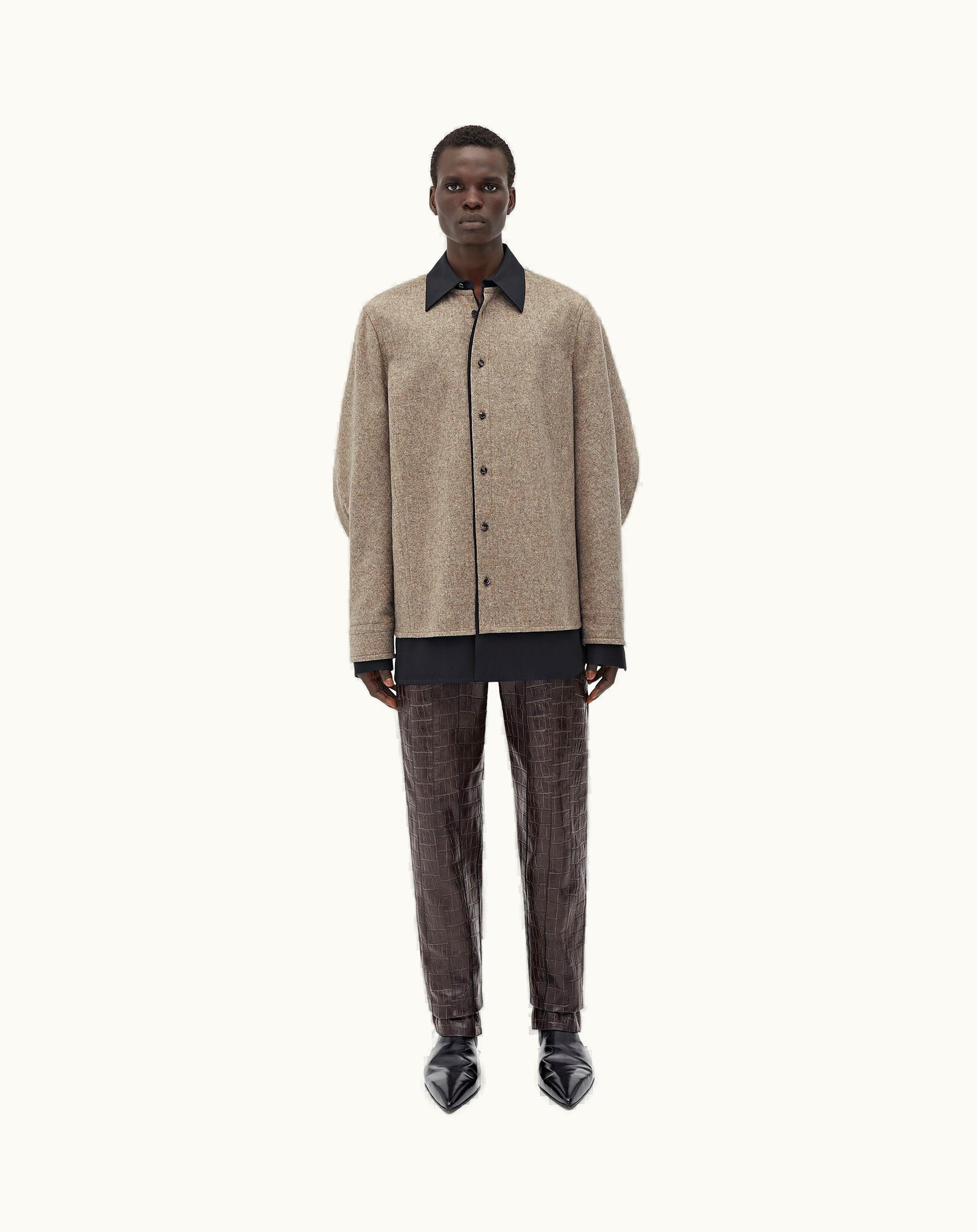 Bottega Veneta Bottega Veneta Men's Wool Flannel And Viscose Double Shirt In Riverbed / Black