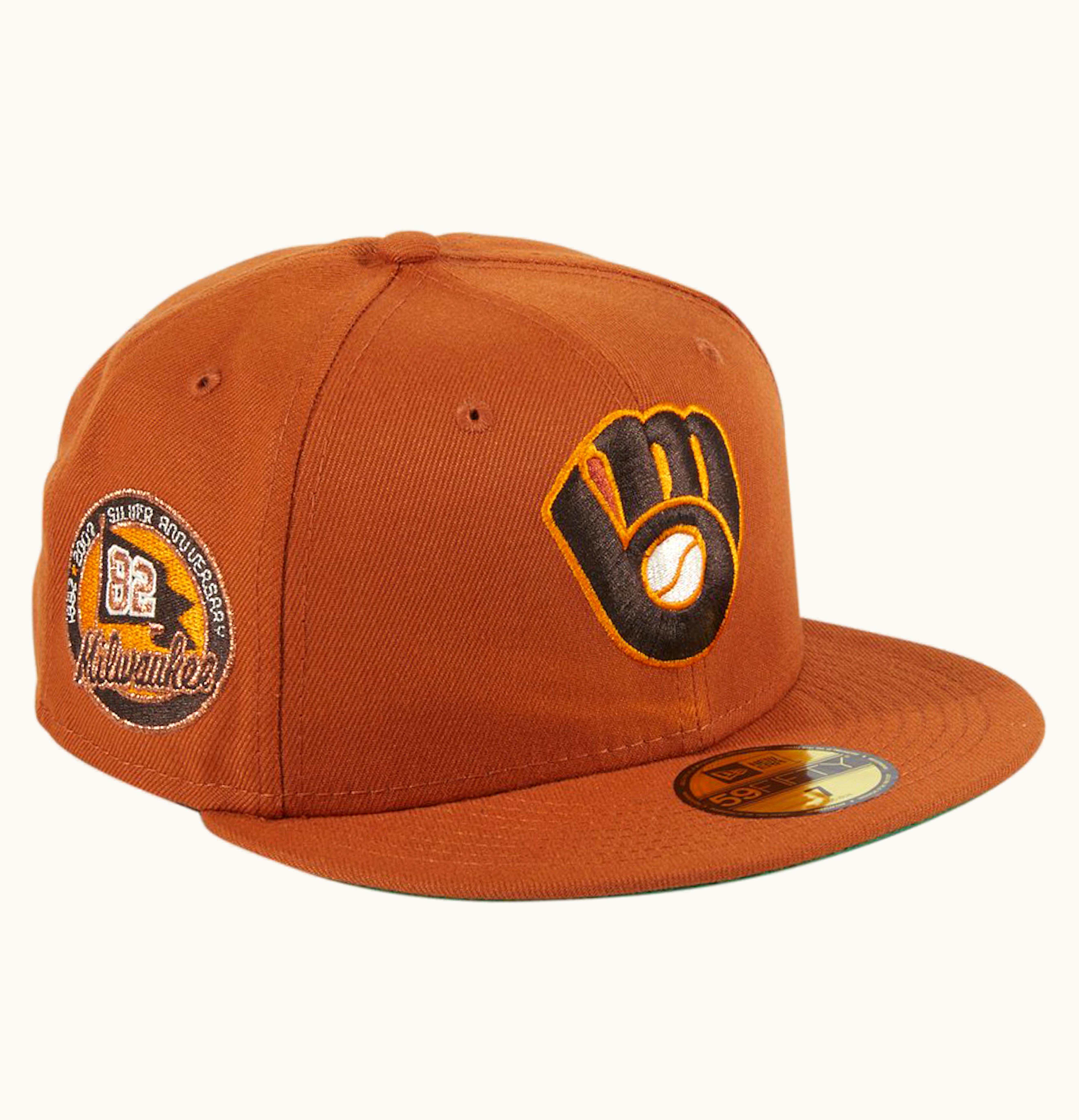 New Era New Era Campfire Milwaukee Brewers 25th Anniversary Patch Hat Club Exclusive 59Fifty Fitted Hat Burnt Orange
