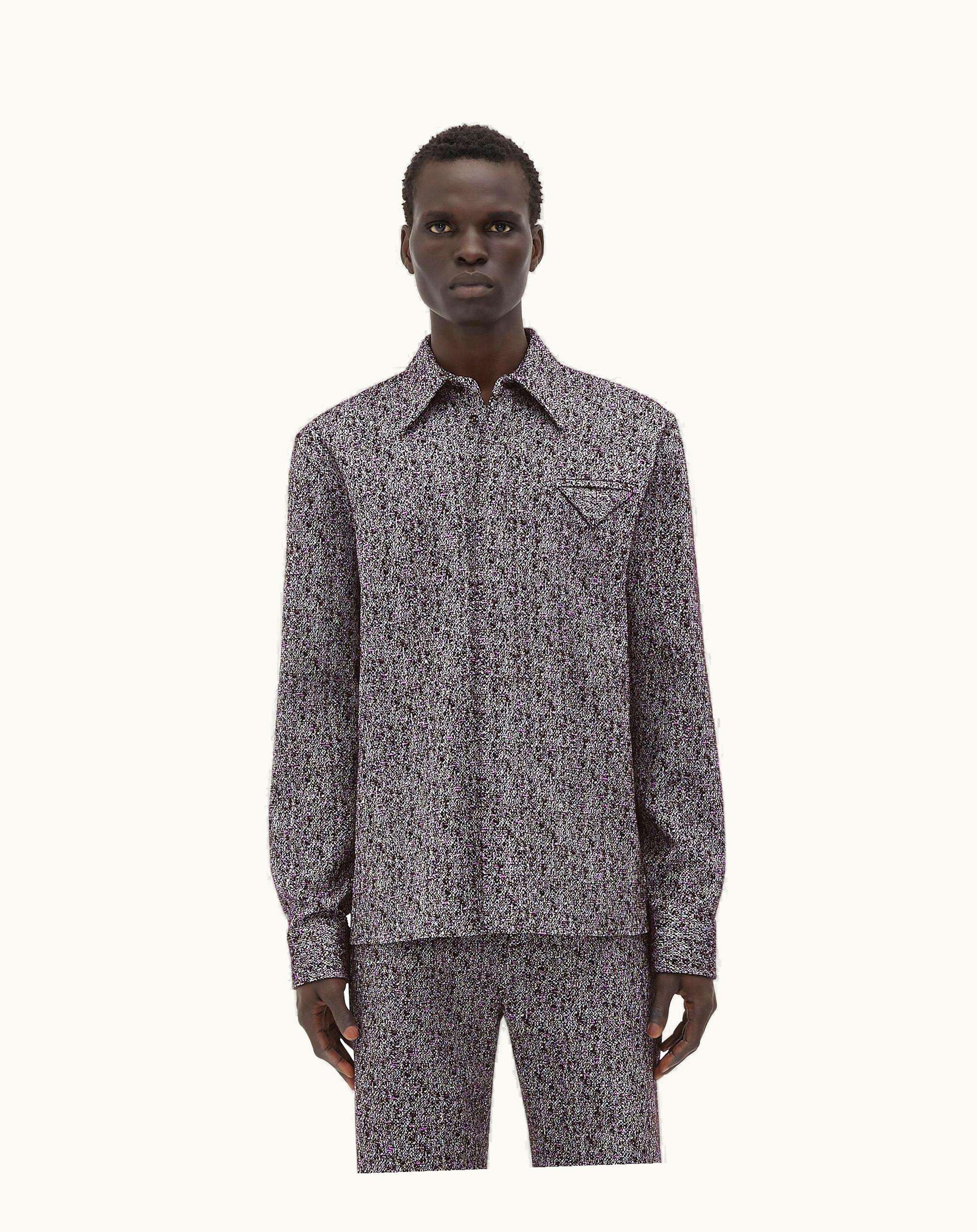 Bottega Veneta Bottega Veneta Men's Textured Wool And Viscose Shirt In Lilac / Bordeaux