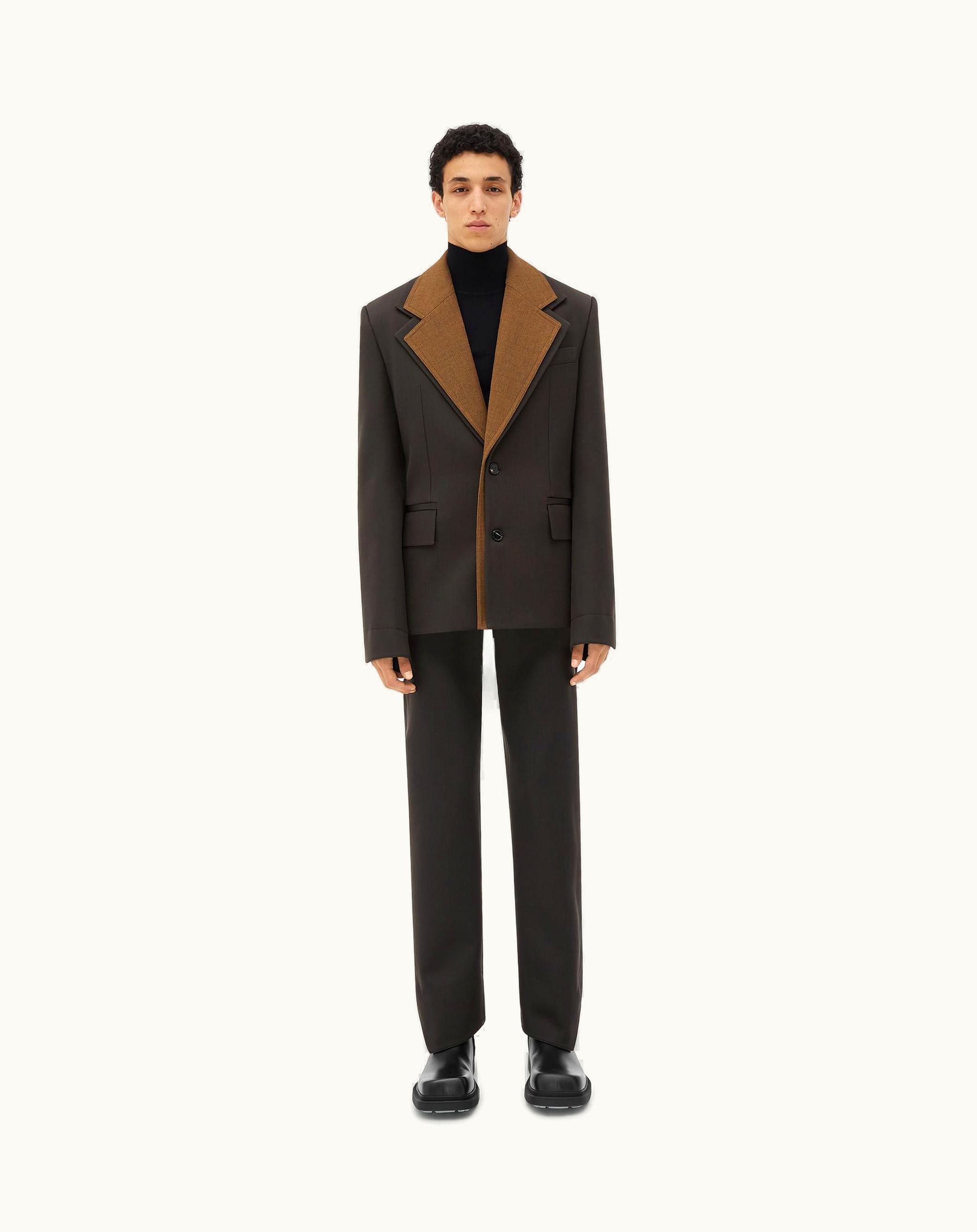 Bottega Veneta Bottega Veneta Men's Wool Jacket With Contrasting Collar In Kale