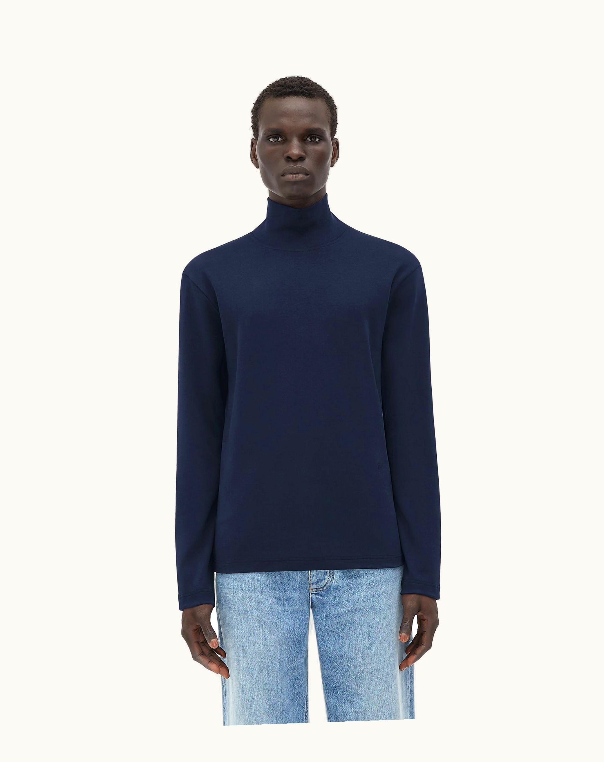 Bottega Veneta Bottega Veneta Men's Jersey High Neck T-Shirt In Navy