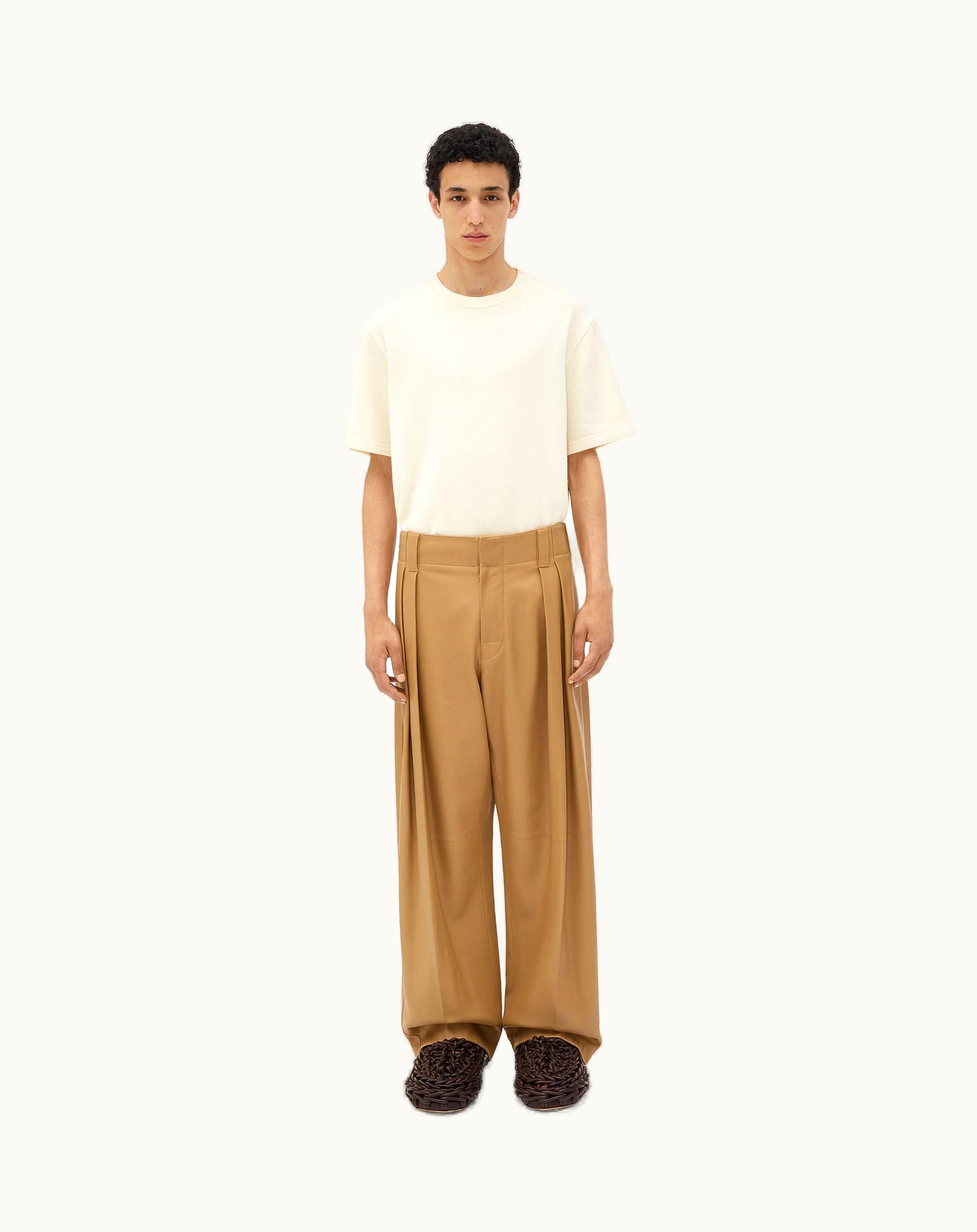 Bottega Veneta Bottega Veneta Men's Leather Pleated Pants In Paper Bag