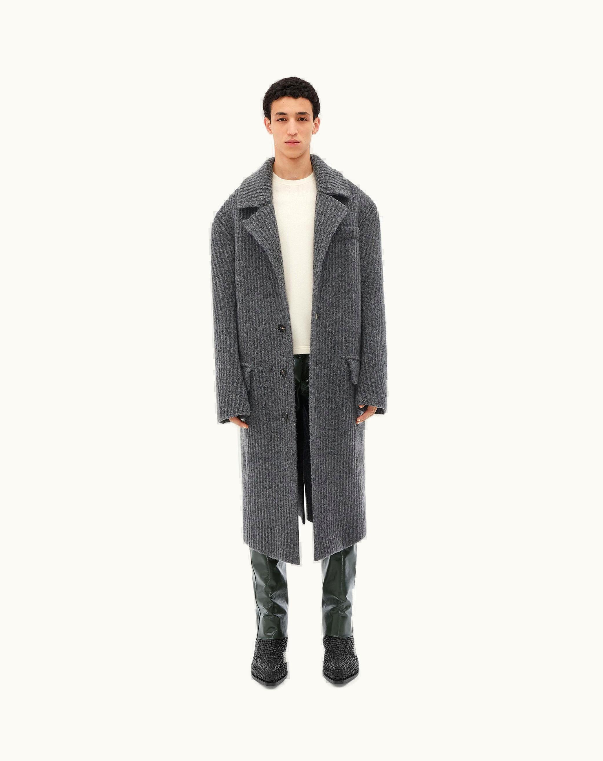Bottega Veneta Bottega Veneta Men's Felted Wool Knitted Coat In Grey Melange
