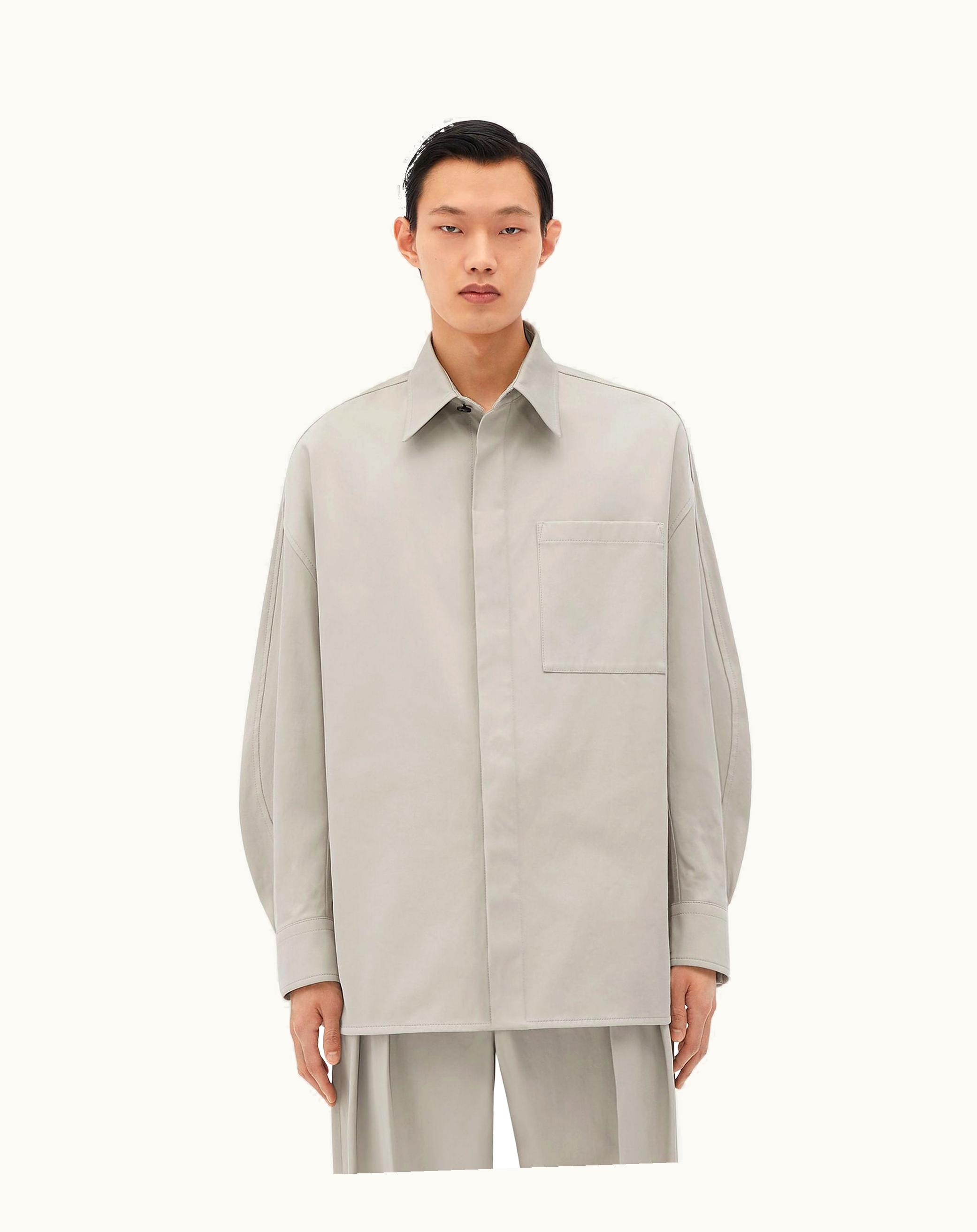 Bottega Veneta Bottega Veneta Men's Cotton Twill Overshirt In Agate Grey