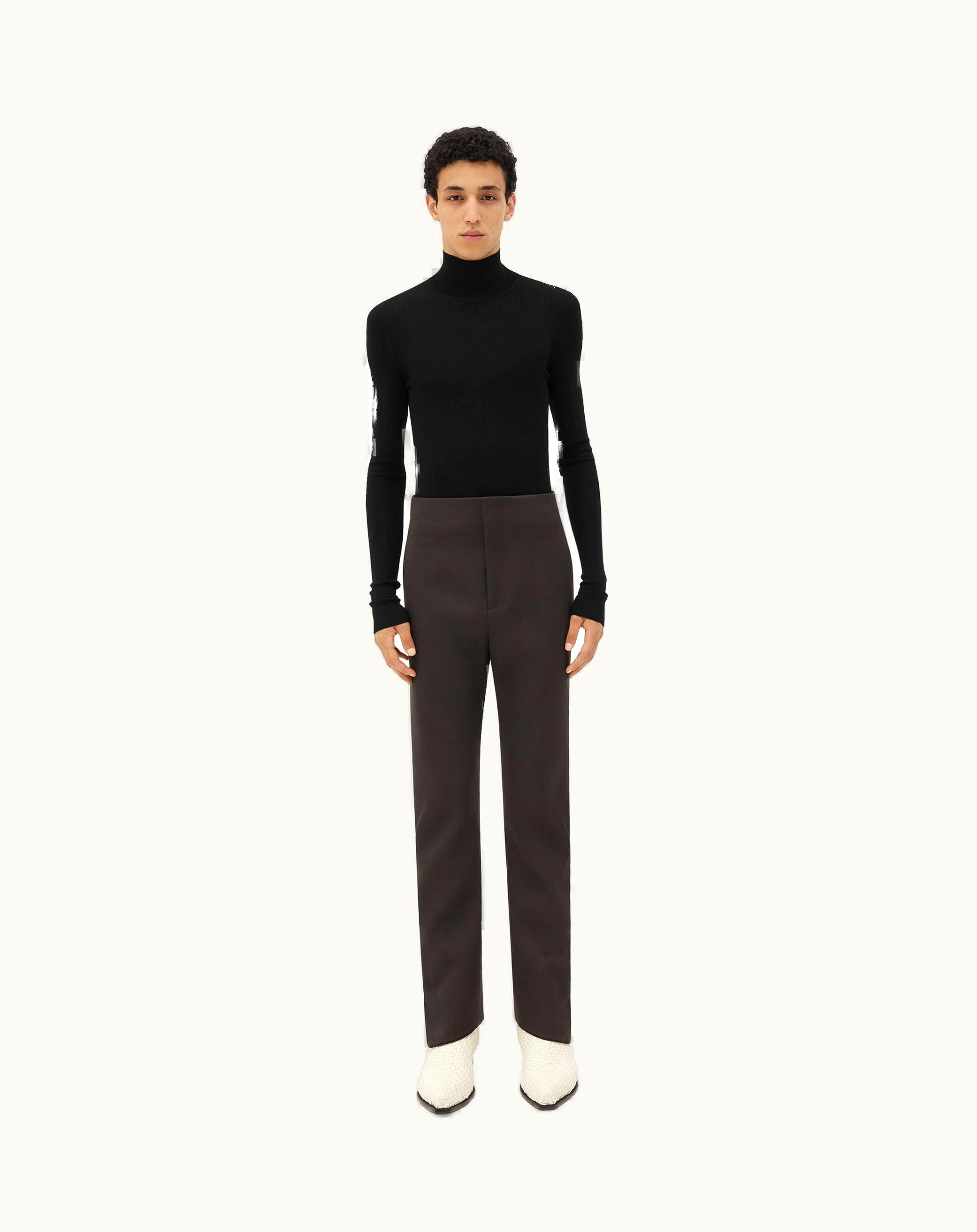 Bottega Veneta Bottega Veneta Men's Curved Shape Wool Pants In Kale