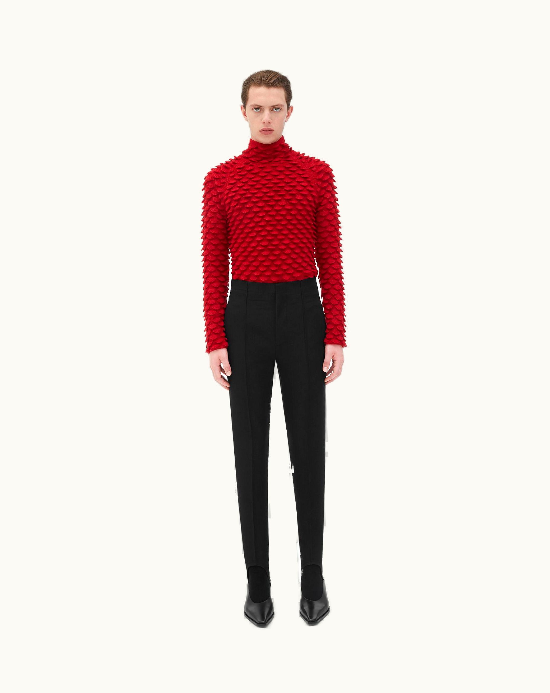Bottega Veneta Bottega Veneta Men's Fish Scale Wool Sweater In Scarlet
