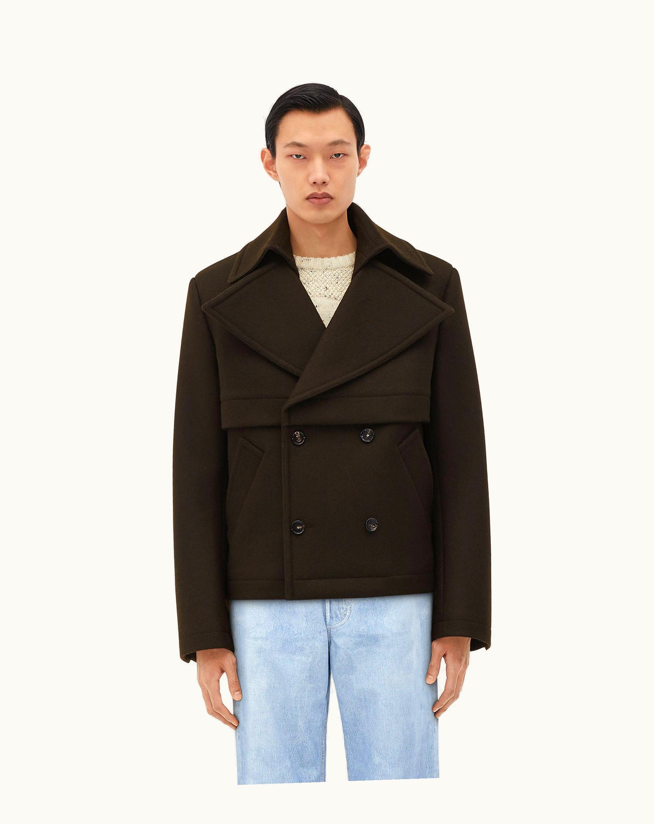 Bottega Veneta Bottega Veneta Men's Felted Wool Short Coat In Kale