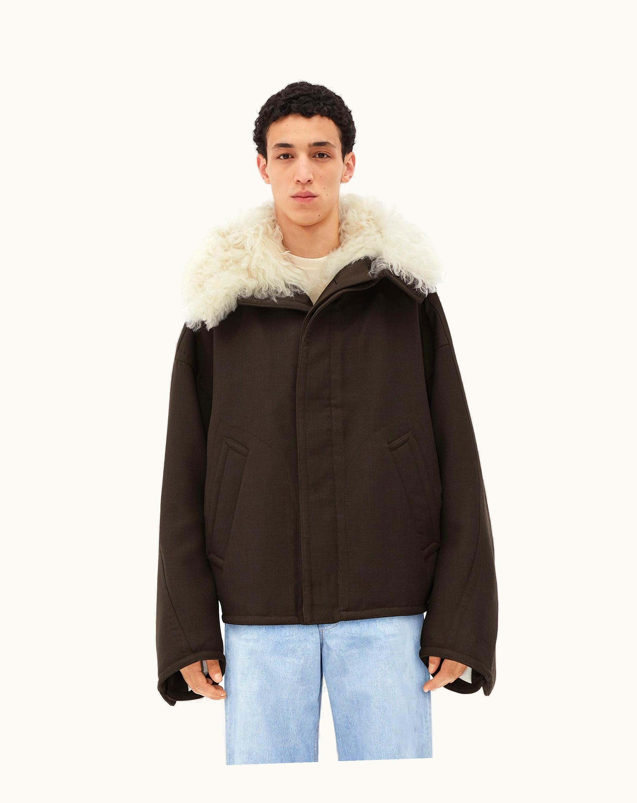 Bottega Veneta Bottega Veneta Men's Wool And Shearling Parka In Dark Brown