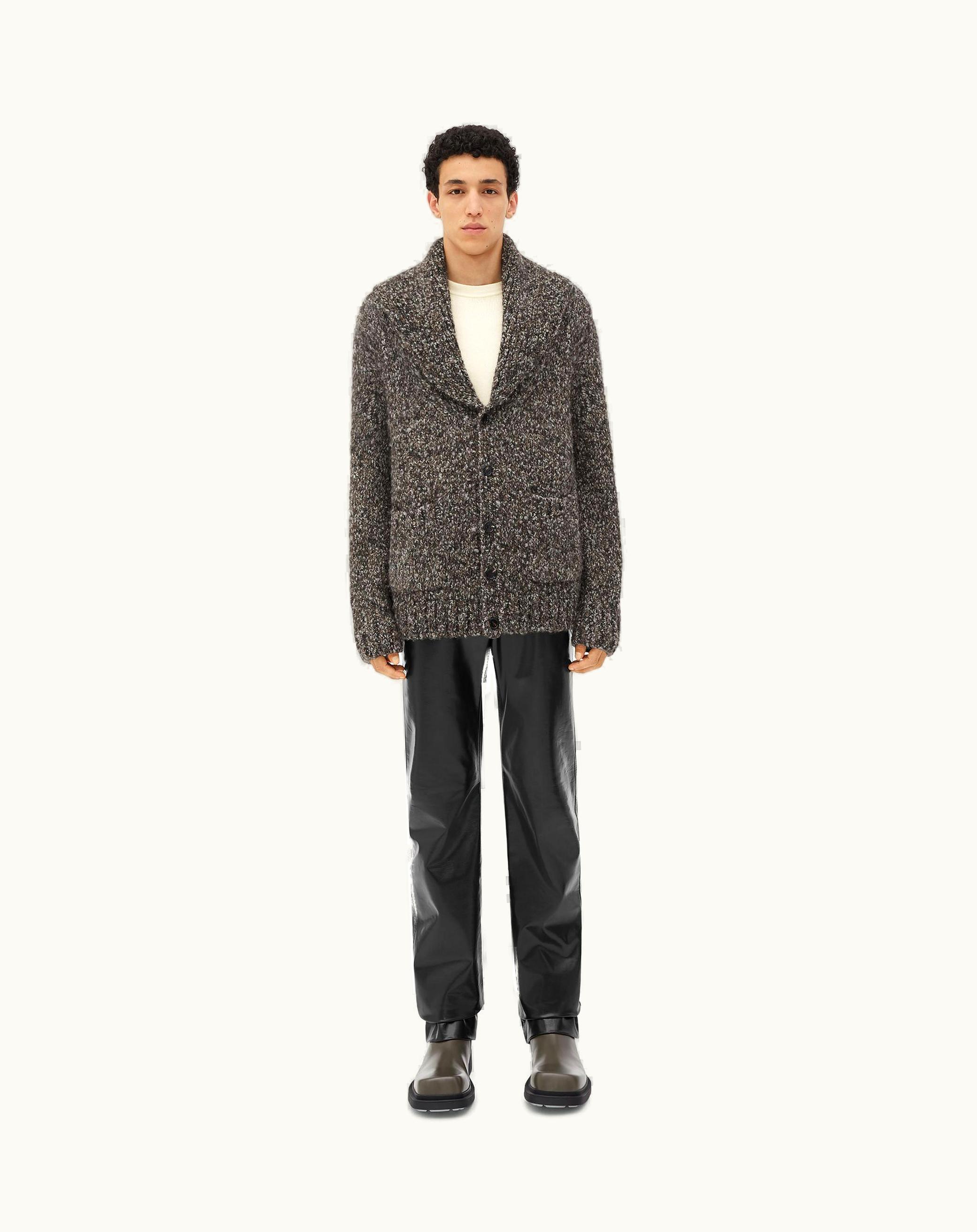 Bottega Veneta Bottega Veneta Men's Alpaca Shawl Collar Cardigan In Riverbed / Dark Grey Melange