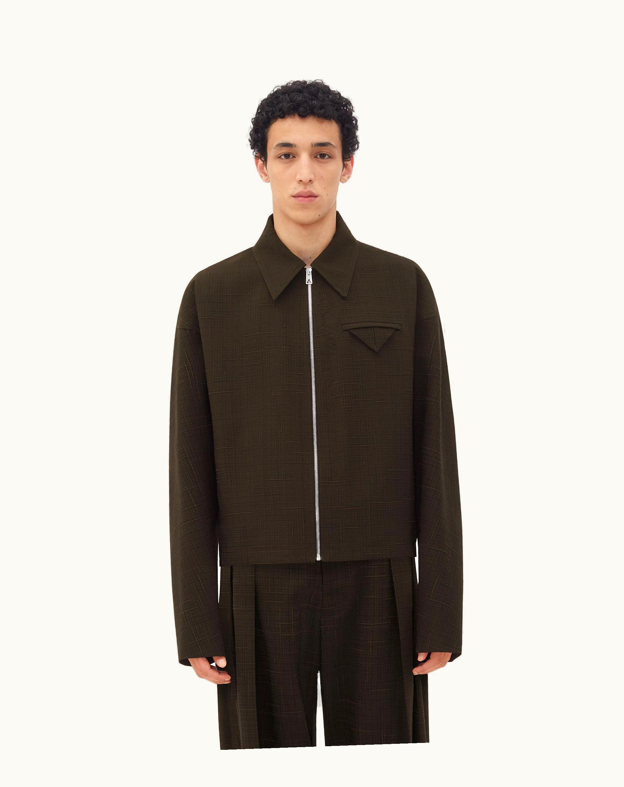 Bottega Veneta Bottega Veneta Men's Viscose And Silk Criss-Cross Kimono Jacket In Fondant / Black Melange