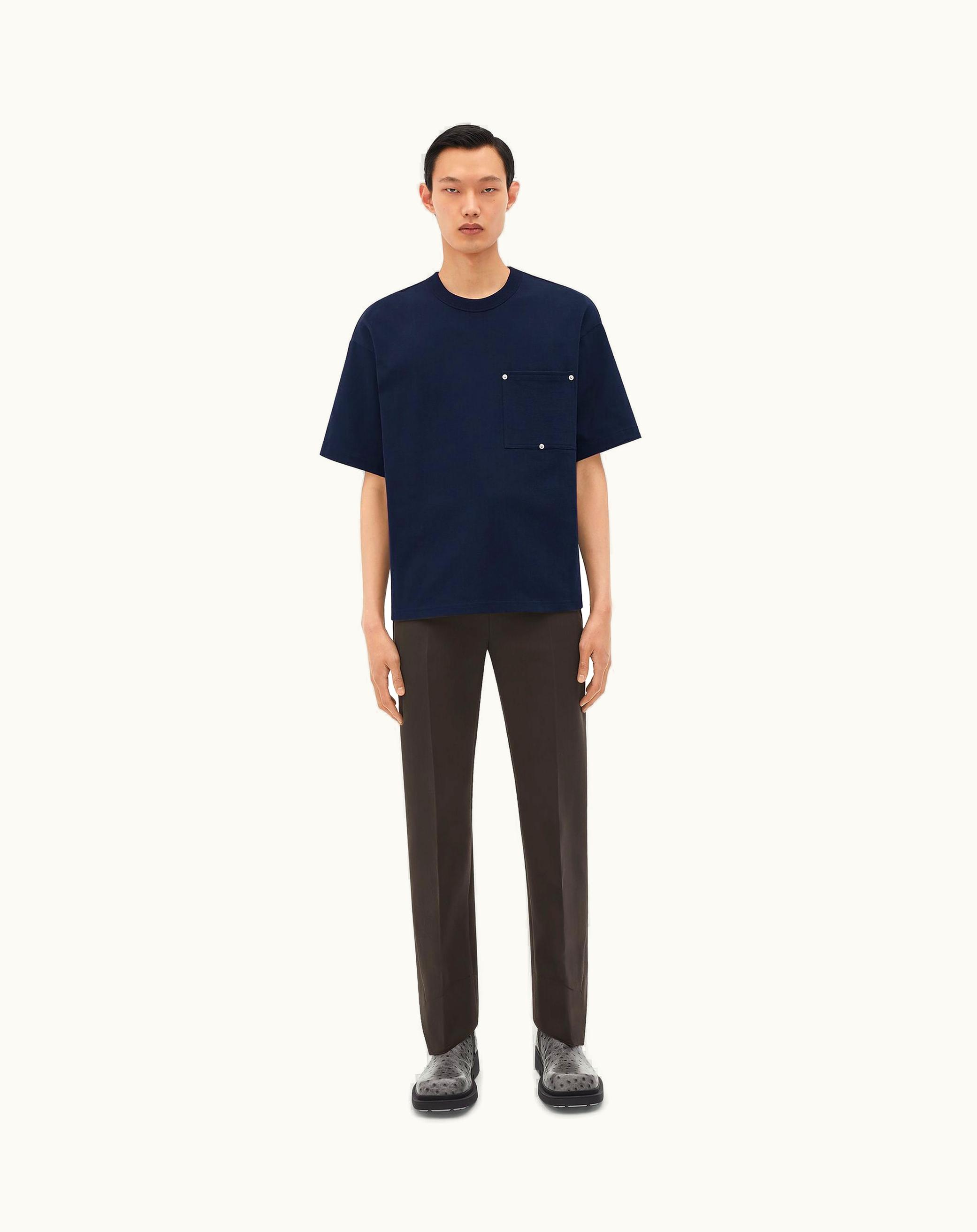 Bottega Veneta Bottega Veneta Men's Heavy Jersey Relaxed T-Shirt In Navy