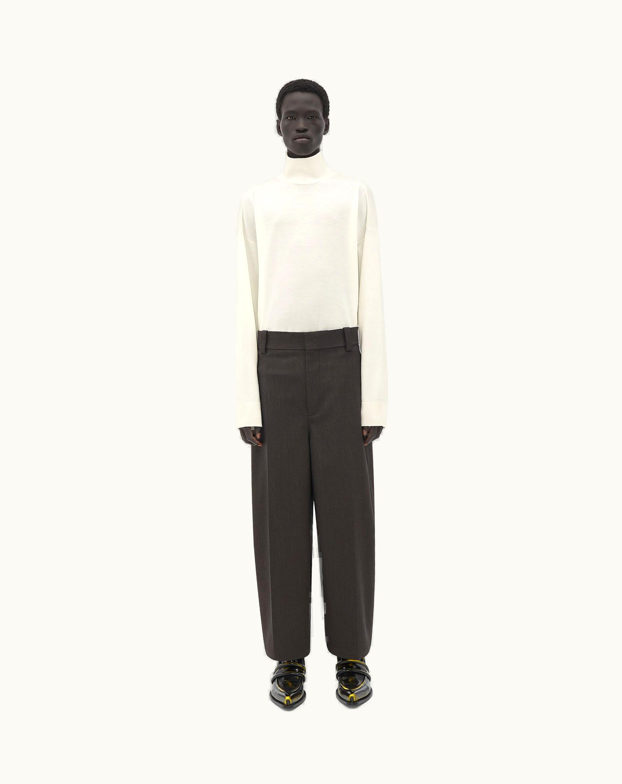 Bottega Veneta Bottega Veneta Men's Bicolor Wool Cropped Pants In Brown / Grey / Black